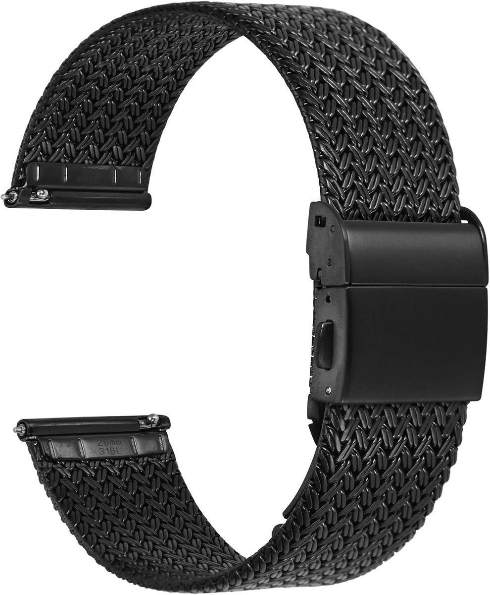 Metalen horlogeband 14-22 mm - mesh geweven, 316L roestvrij staal - snelsluiting - stijlvol en comfortabel - ShopVlot