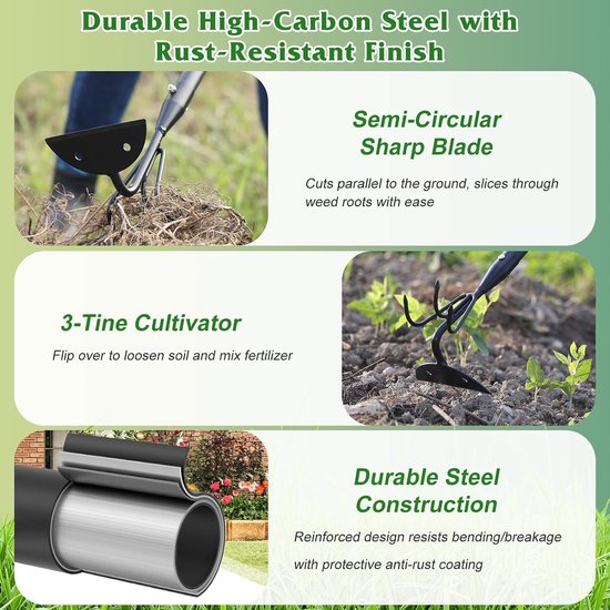 Tuinhark 2-in-1 met handvat 114 cm - zwart - multifunctioneel - ideaal voor tuinonderhoud - ShopVlot — afbeelding 2