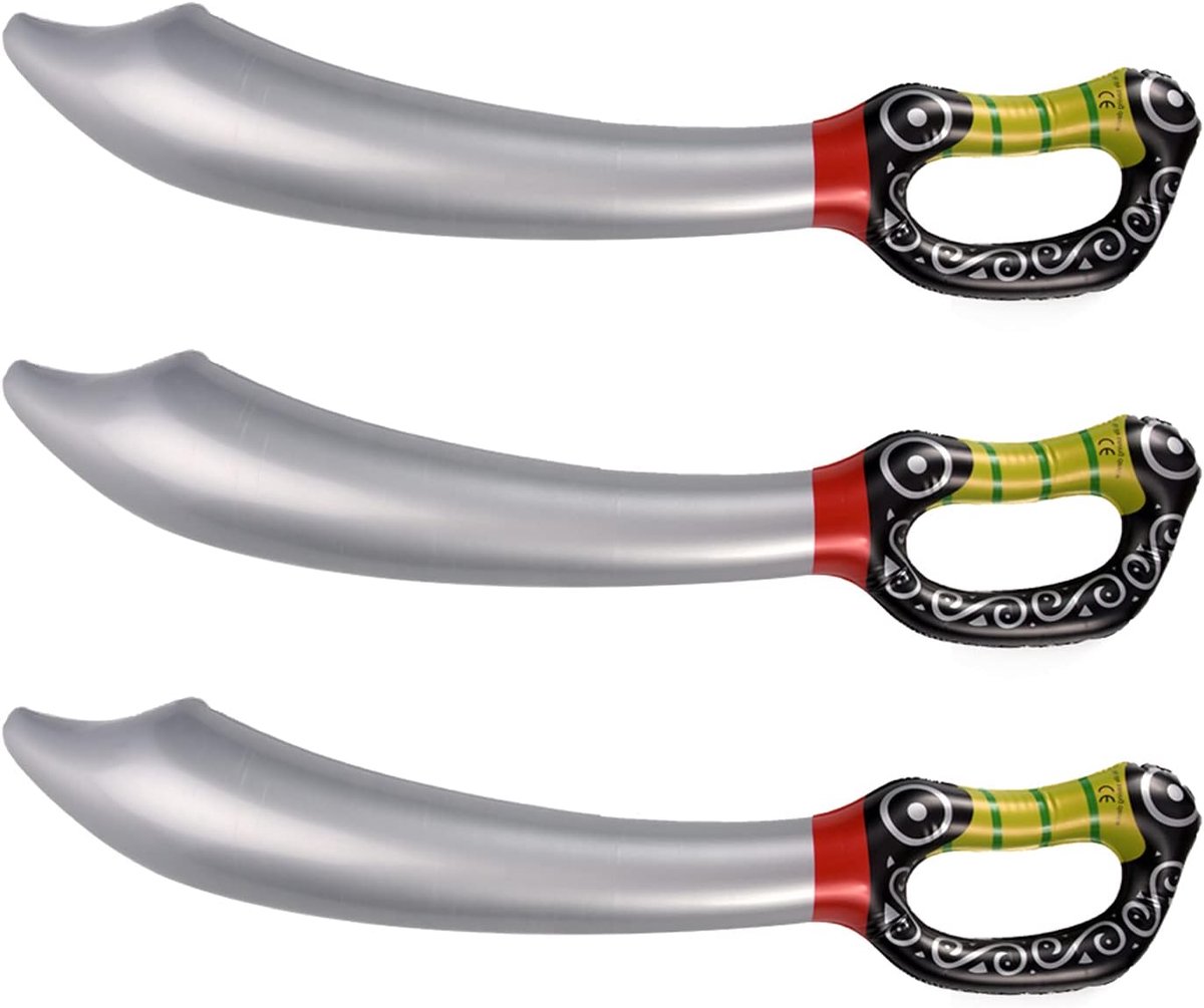 Opblaasbare piratenzwaarden 60cm - 3 stuks - feestaccessoires - perfect voor verkleedpartijen - ShopVlot