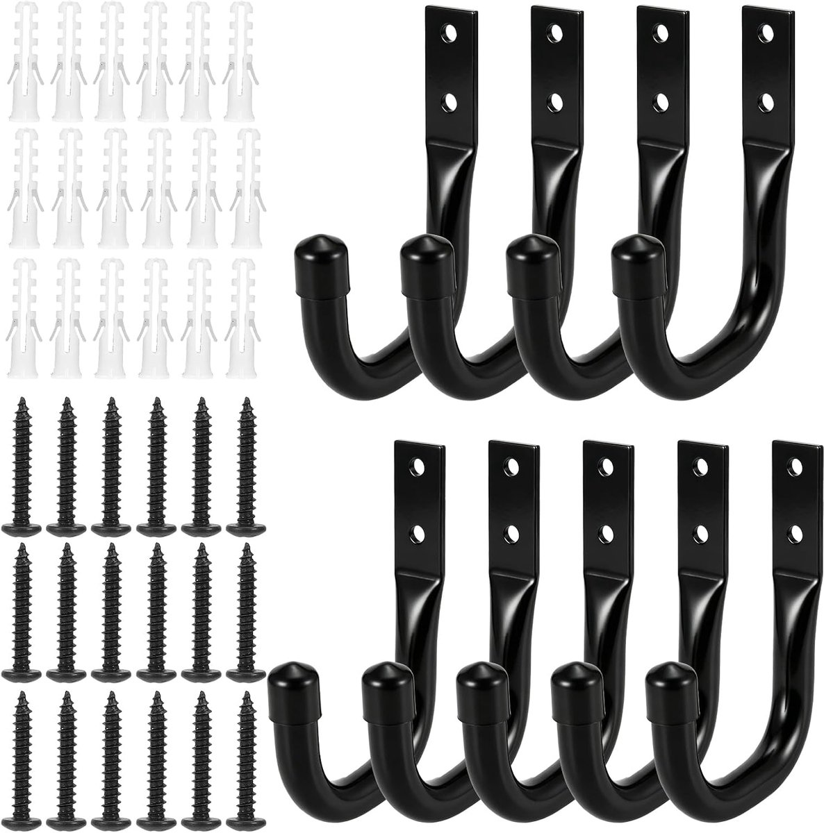 Garagehaken 9 stuks - robuuste wandhaken van staal - met schroeven en pluggen - ruimtebesparend voor gereedschap - ShopVlot