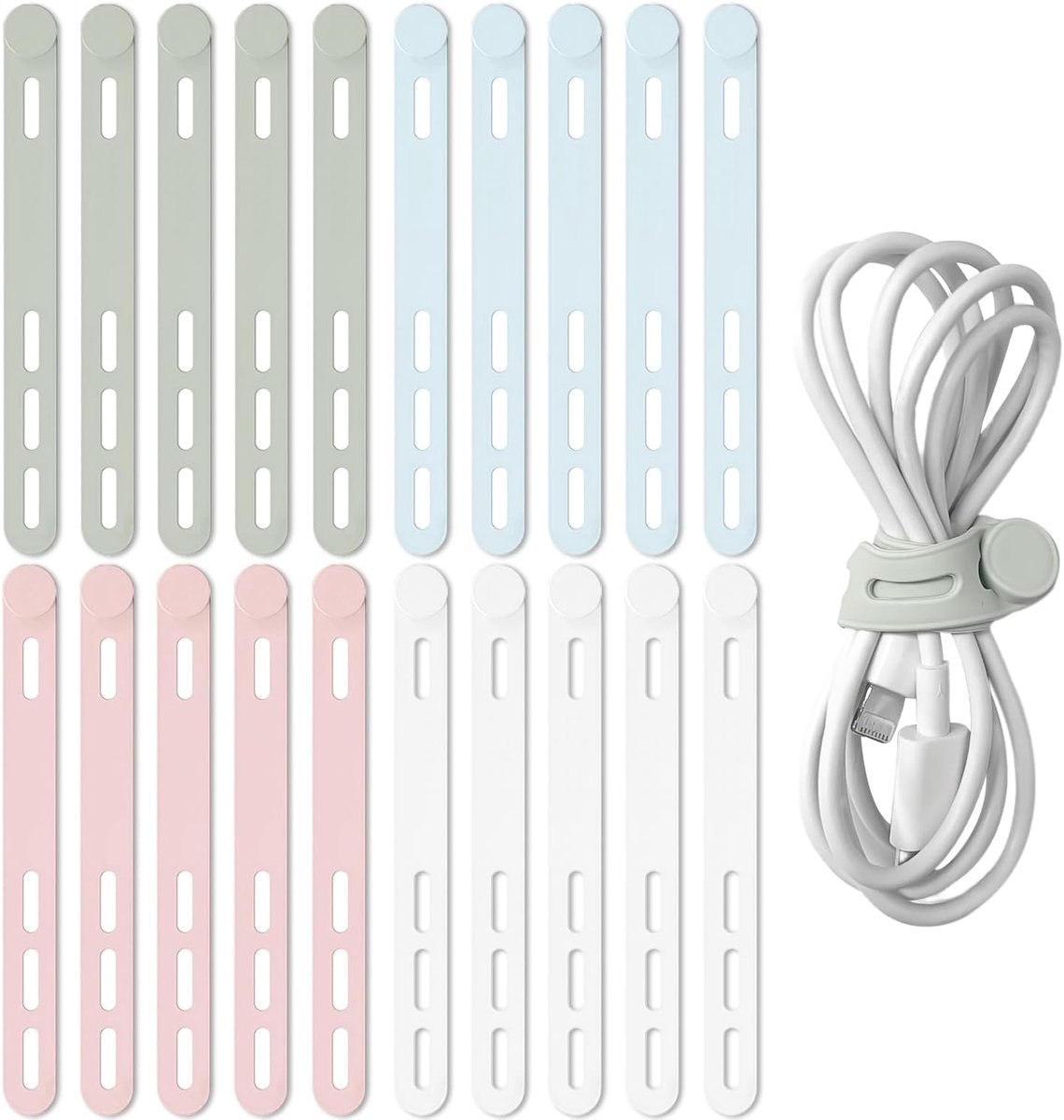 Hergebruikbare kabelbinders 16 stuks - siliconen kabelbinders - verstelbare lengte - ideaal voor kabelbeheer - ShopVlot