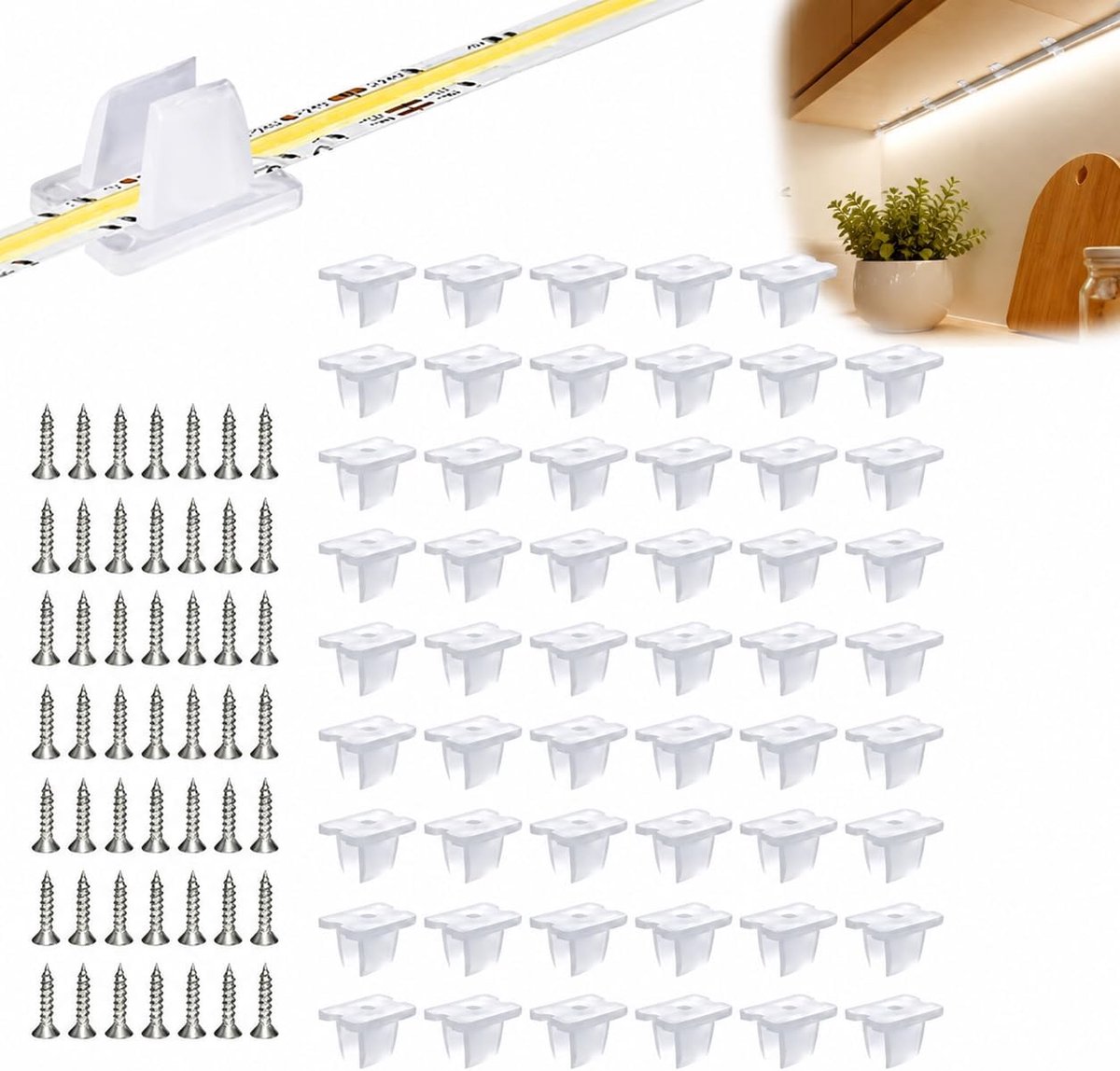 LED strip clips 50 stuks - waterdicht - bevestigingsbeugels voor 5mm tot 6mm siliconen strip - snelle installatie - ShopVlot