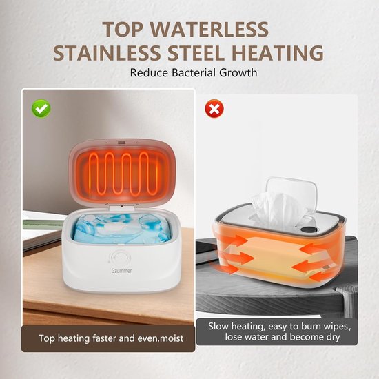 Baby Wipes Warmer - Wipes Dispenser - Baby Verzorgen - 3 Temperatuurstanden - Grote Capaciteit - Grijs Wit — afbeelding 3