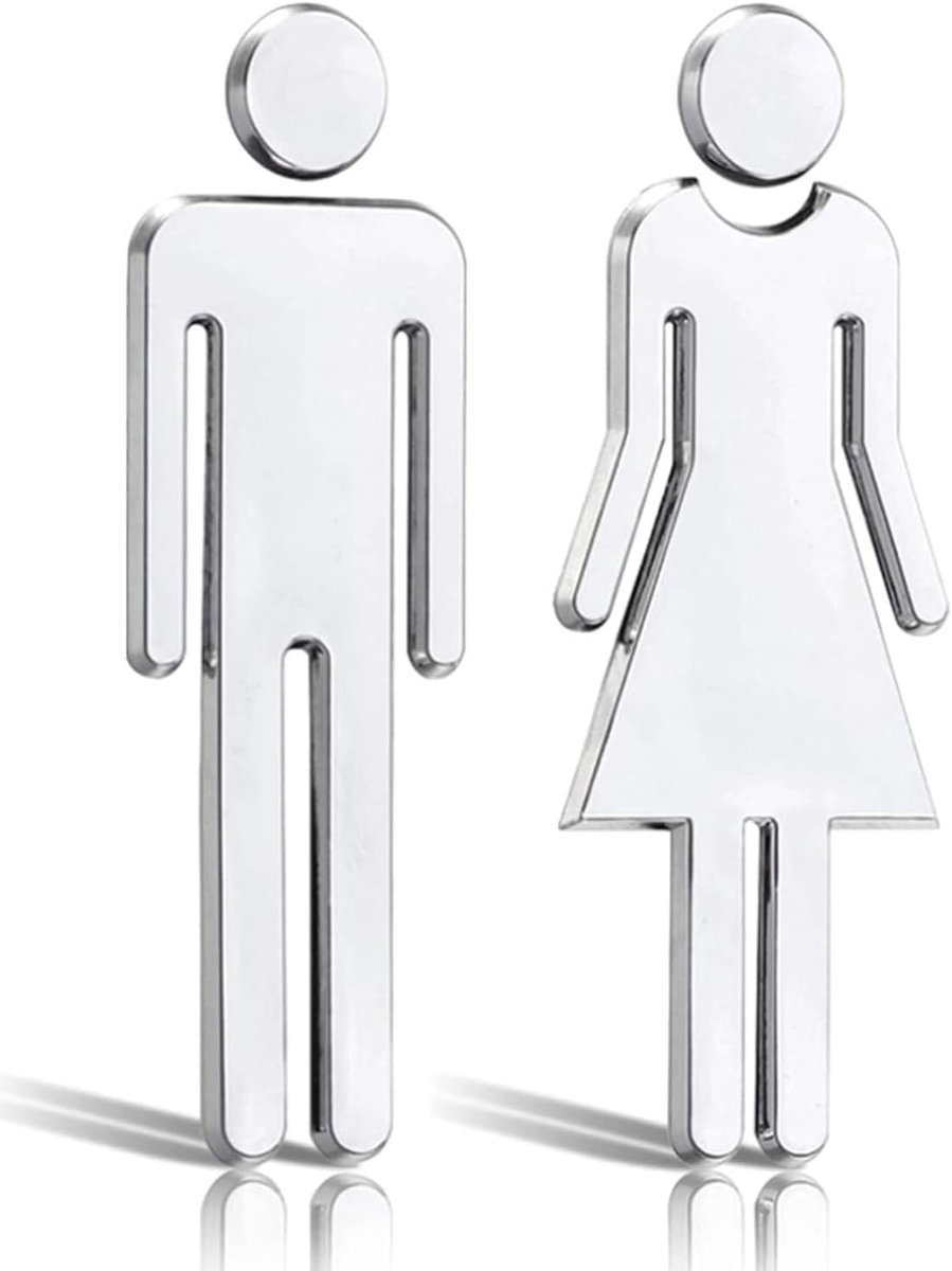 Toiletdeurbordjes set van 2 - 20 cm Acryl Toilet Symbolen voor Mannen en Vrouwen - Wanddecoratie voor Badkamer en Toiletruimte