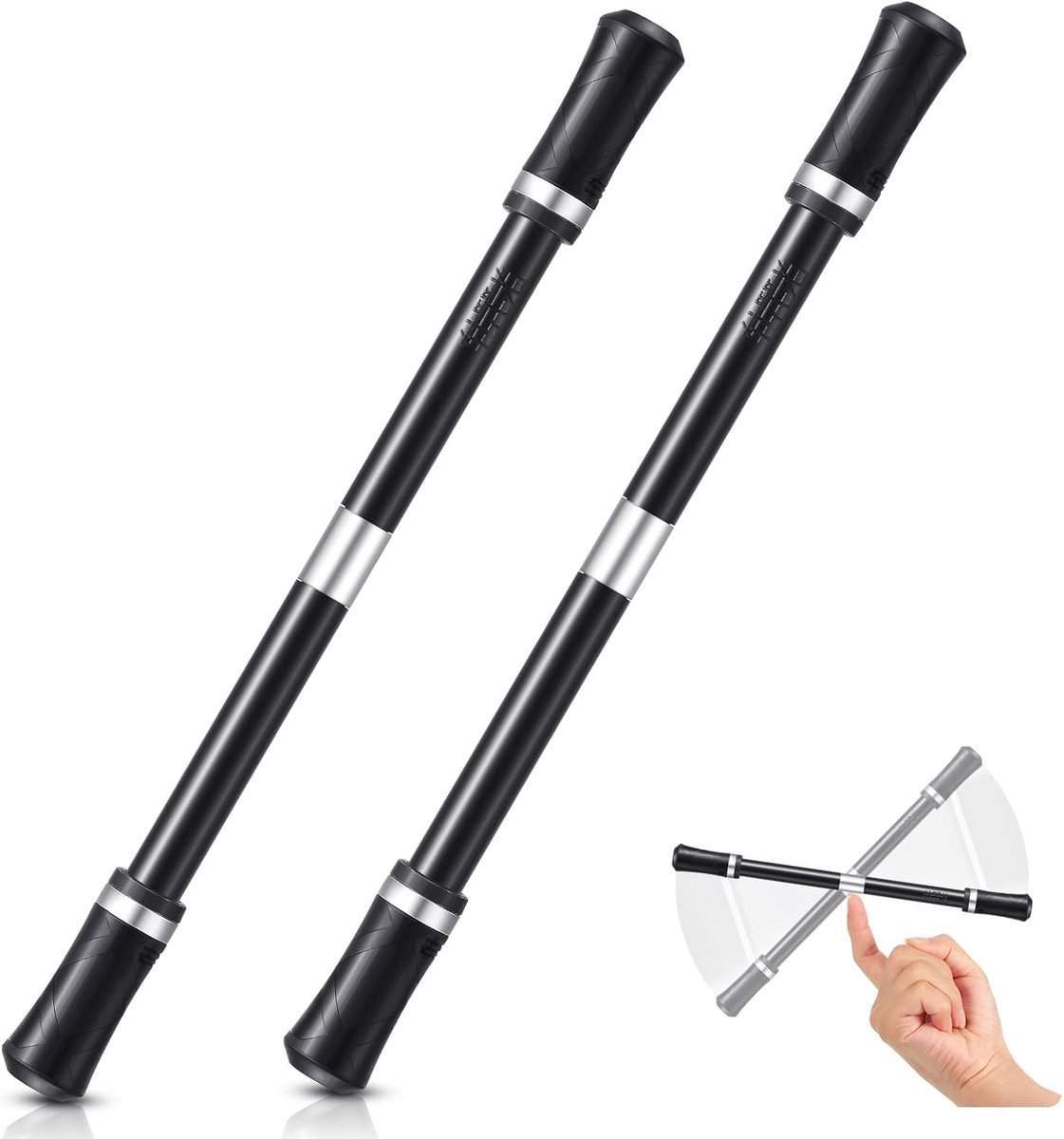 Draai pennen set - zwart en zilver - met tutorial - stressverlichting en hersentraining - ShopVlot