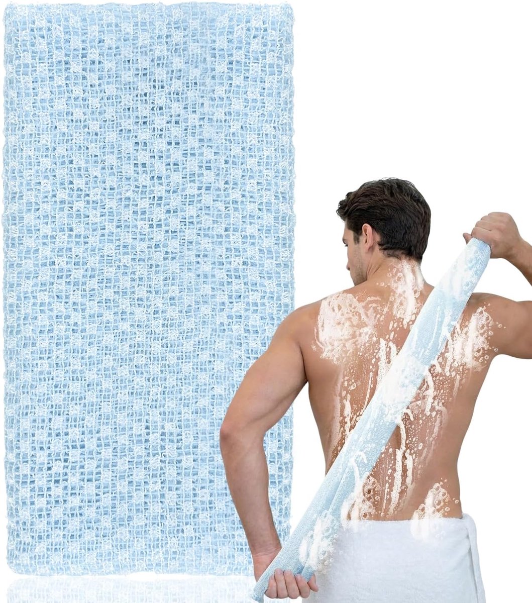 Exfoliërende Towel Extra Lang - Blauwe Japanse Scrubdoek - Diepe Reiniging - Verwijdert Dode Huid - ShopVlot