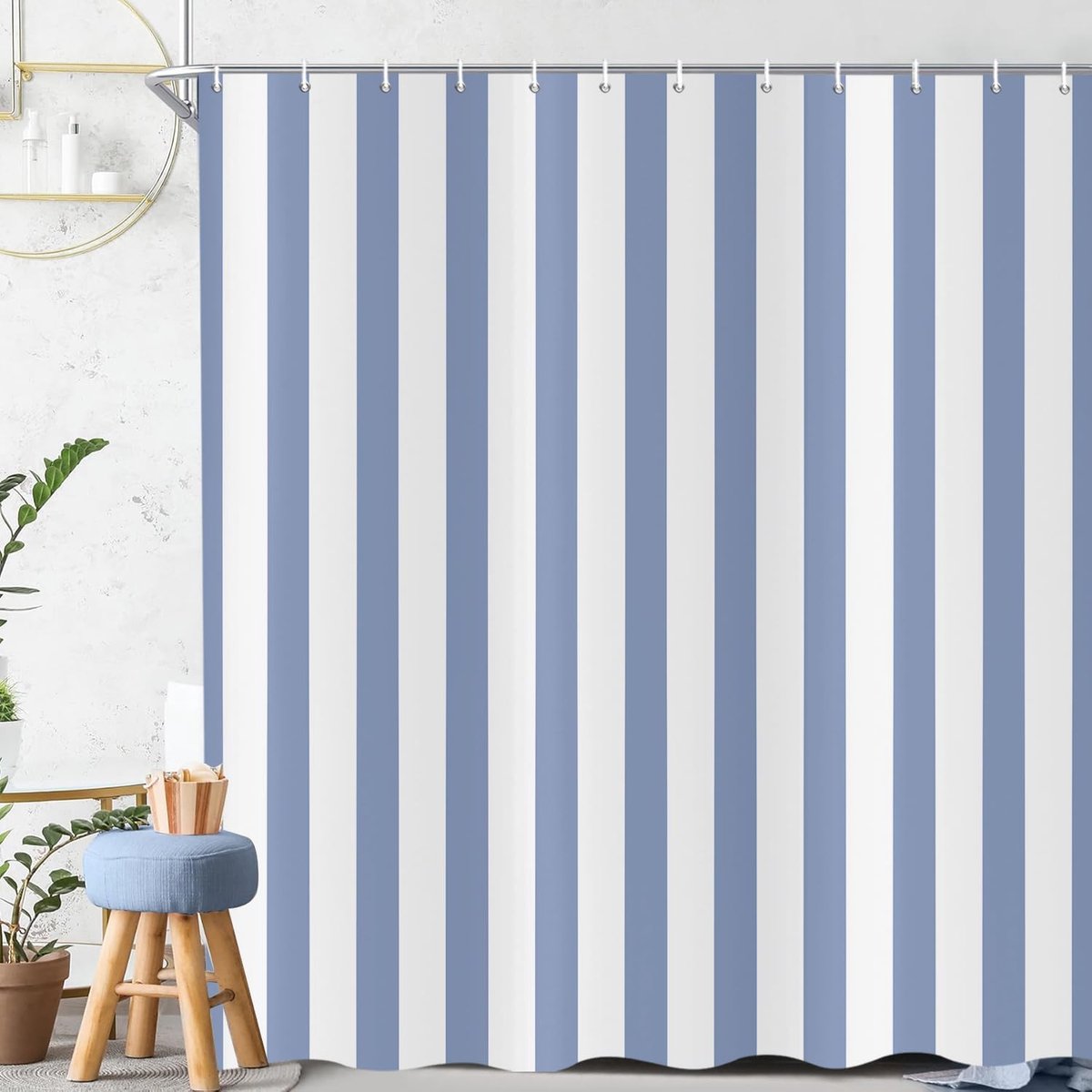 Douchegordijn 180x200cm - Modern Minimalistisch Blauw Wit - Waterdicht Polyester - Ideaal voor Badkamer - ShopVlot