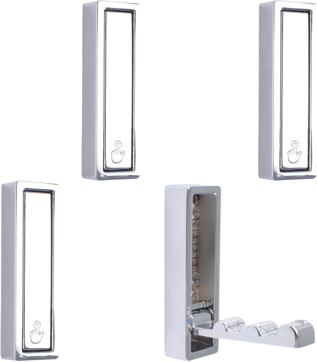 SnelShoppen - 4 Stuks Vierkante Vouwbare Wandhaak, Antislip, Zware Kwaliteit Vouwhaak, Zink Legering Wandhanger, Uittrekbare Steunrek voor Jas, Rugzak