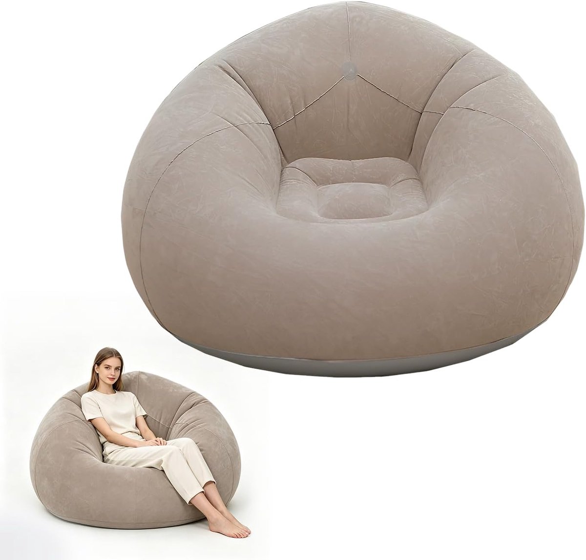 Opblaasbare stoel - bruin - milieuvriendelijk pvc - comfortabel voor outdoor - ShopVlot
