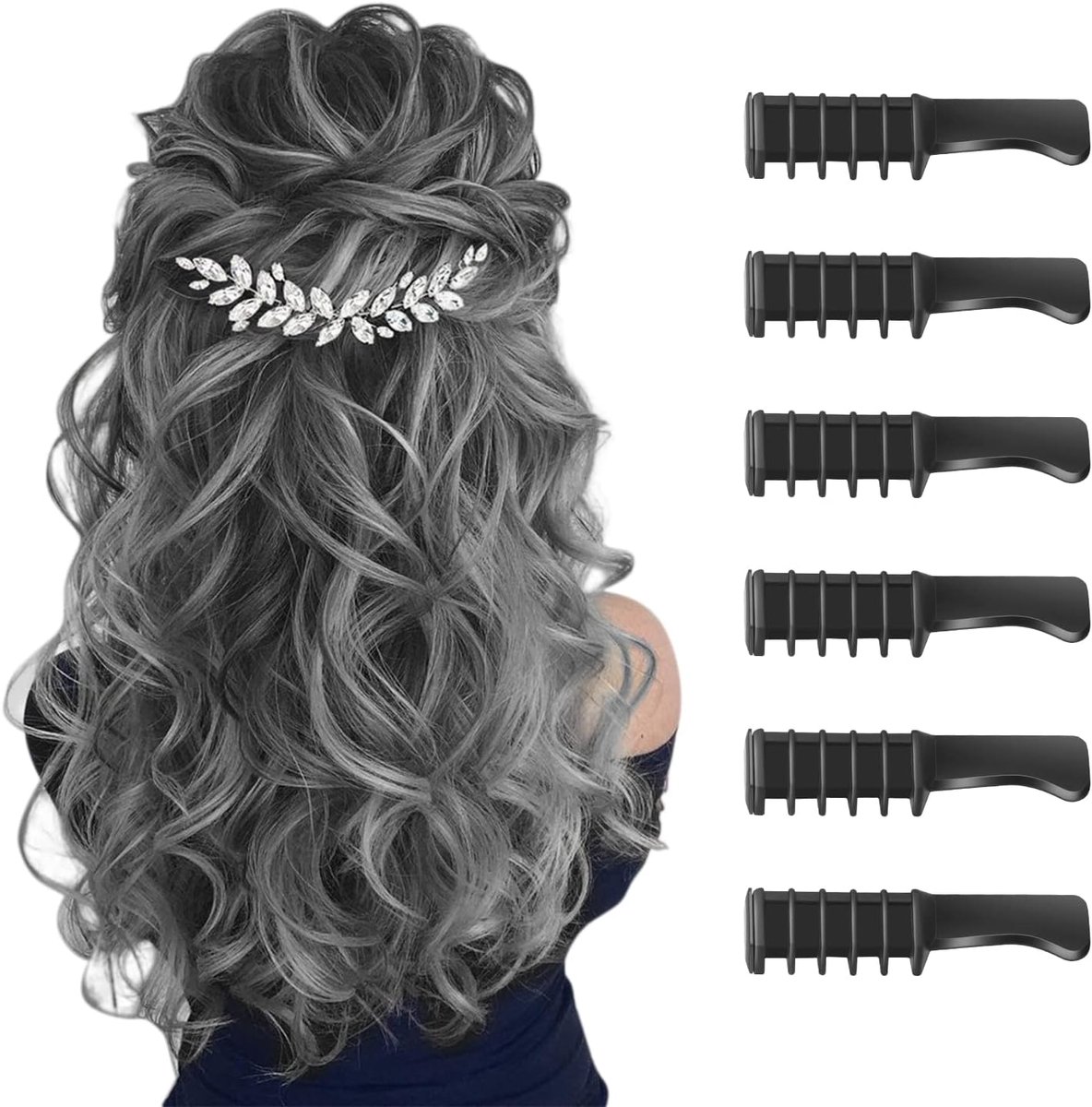 Haarkrijt Kam voor Meisjes - 6 Zwarte Kleurcombs - Wasbaar - Perfect voor Verjaardagsfeestjes - ShopVlot