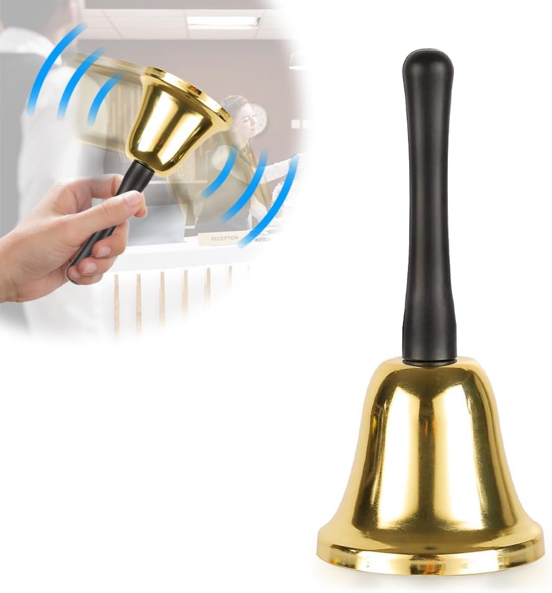 Handbel Classic Multifunctioneel - Massief Messing - Sterk Geluid - Ideaal voor School en Kerken - ShopVlot