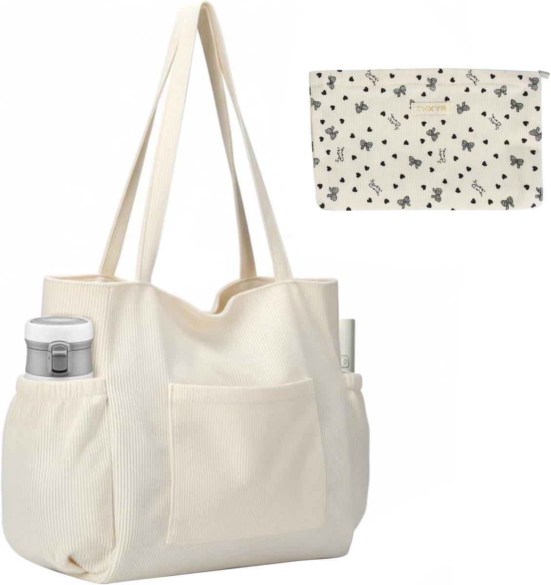 Corduroy tas dames - grote shopper met ritssluiting - multifunctionele handtas - ideaal voor dagelijks gebruik - ShopVlot