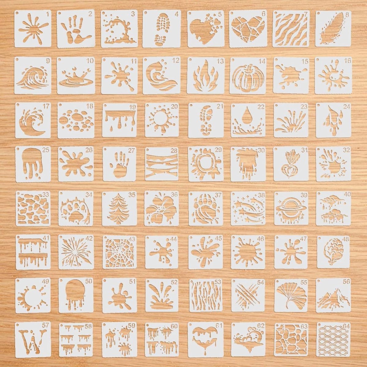 Sjablonen set 64 stuks - 7,6 cm - kunststof - ideaal voor creatieve projecten - ShopVlot