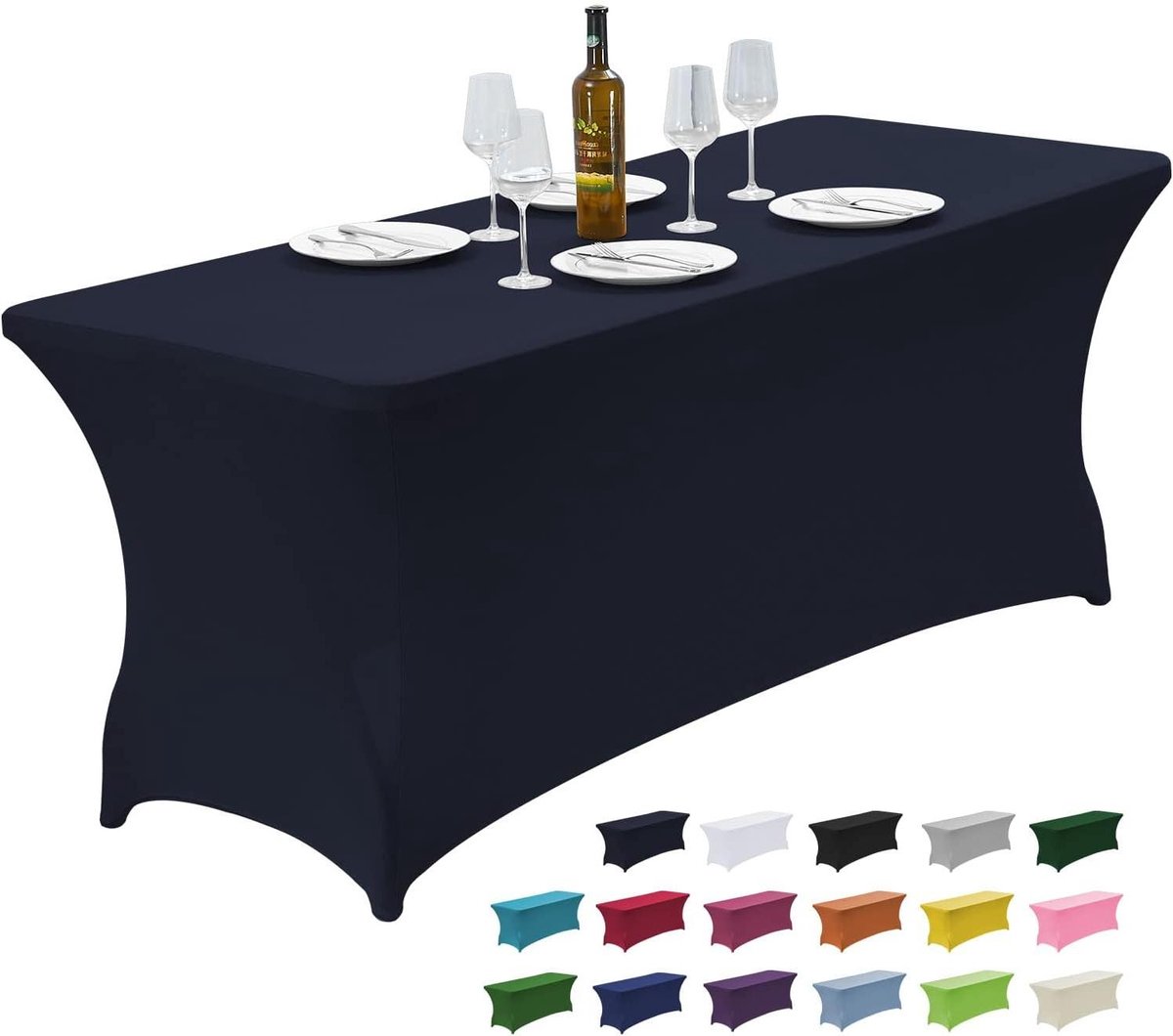 Tafelhoes Spandex - Beschermhoes Tafel - Feestelijke Decoratie - Kreukbestendig Elastisch - 6 feet - Marineblauw