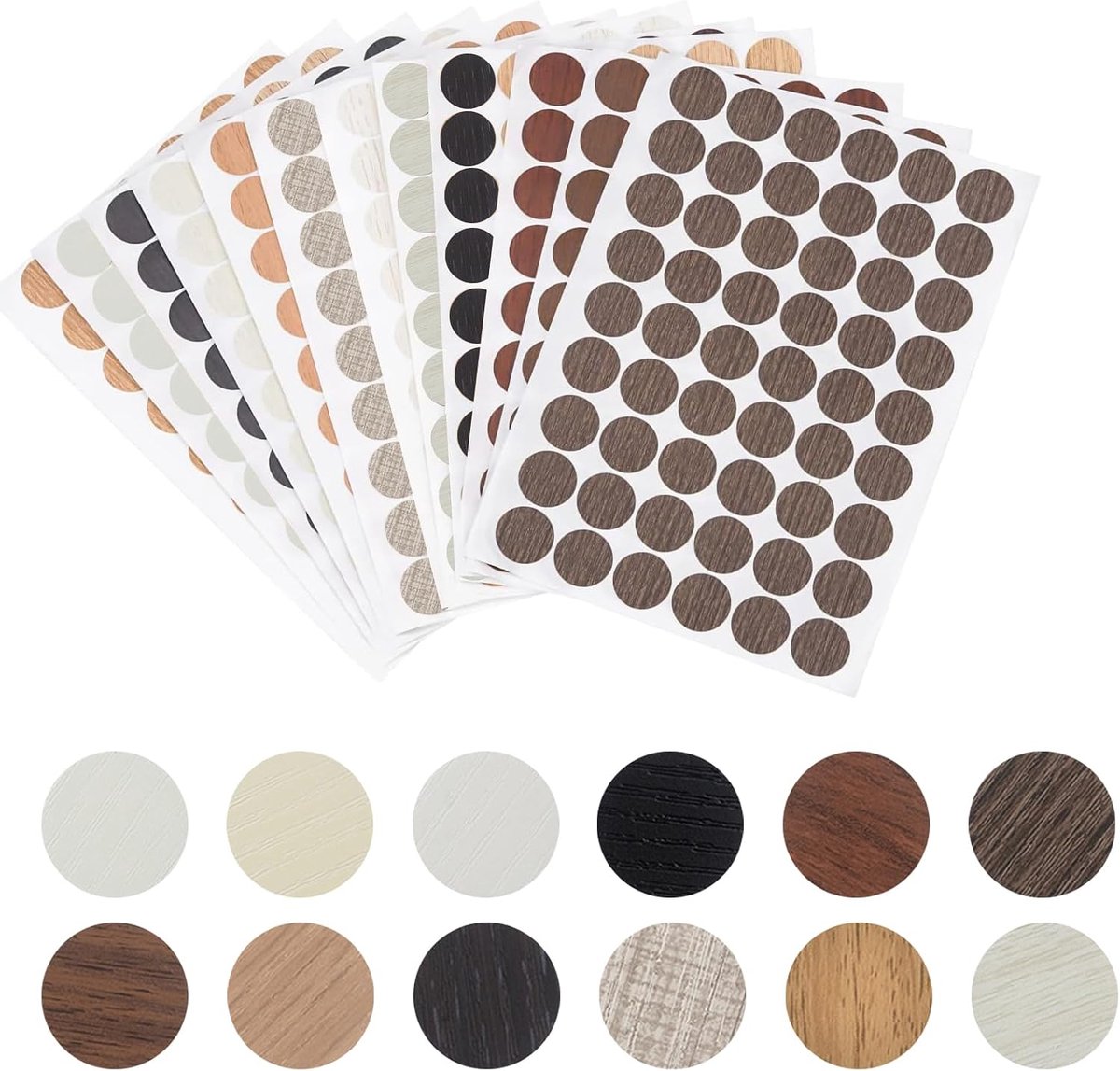 Schroefdopjes set van 648 - 21 mm diameter - 12 kleuren - Zelfklevende schroefhoezen voor meubels - ShopVlot