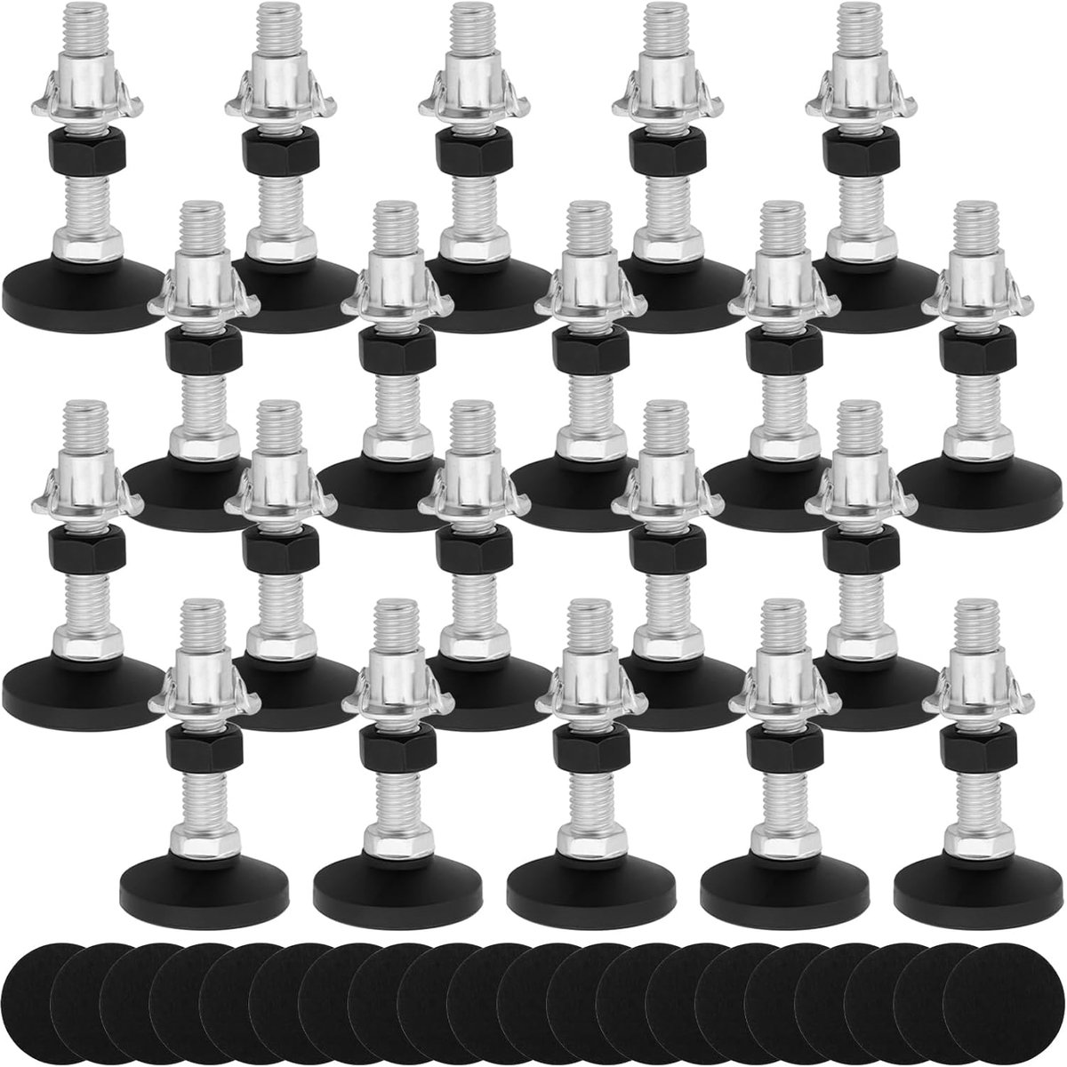 Verstelbare meubelpoten 20pcs M10 x 50mm - Stalen poten met felt - Hoogte verstelbaar - Voor stabiele meubels - ShopVlot