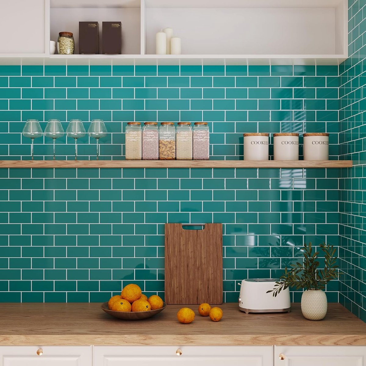 Tegelstickers 3D Teal 30,5x30,5 cm - Zelfklevend - Waterproof - Verander je keuken of badkamer snel - ShopVlot