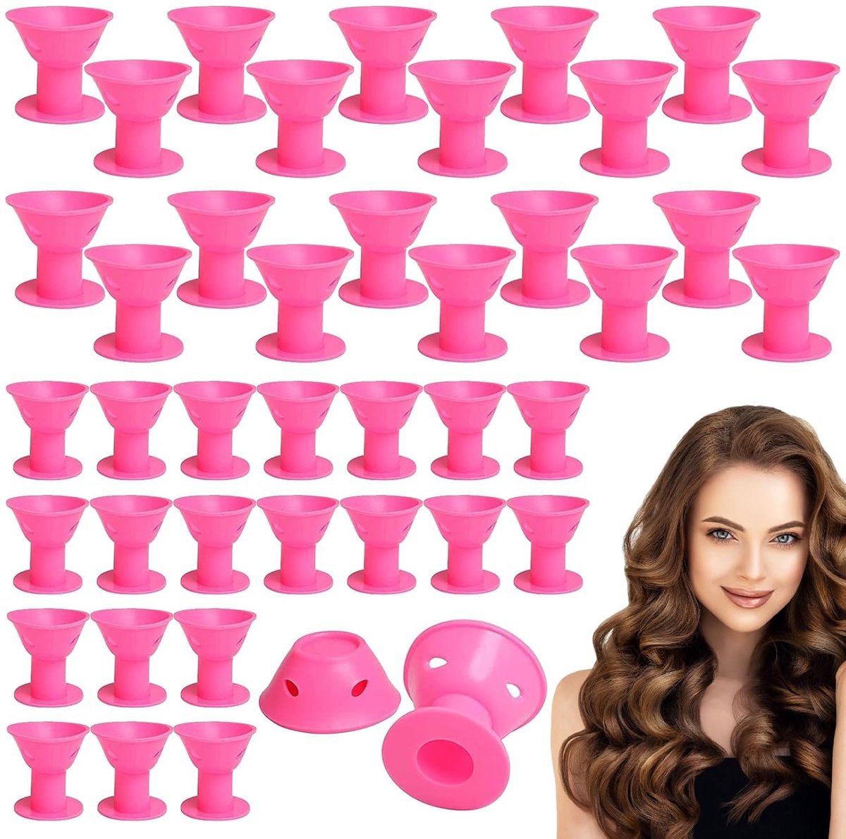Haarrollers set 40 stuks - 20 grote en 20 kleine - hittevrij - voor prachtige nachtcurls - ShopVlot