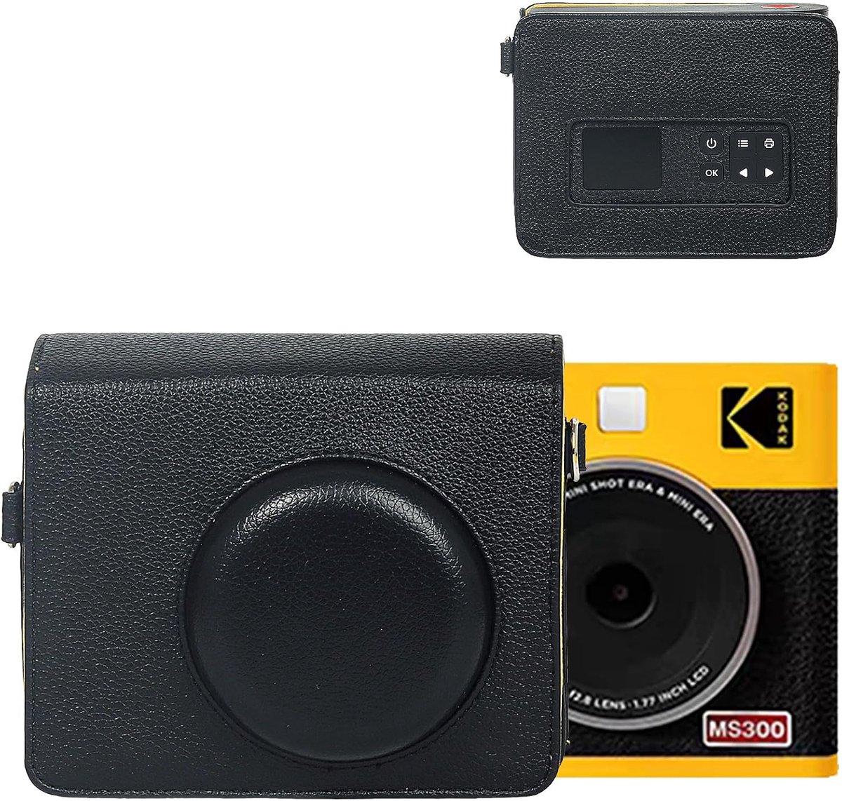 Beschermhoes voor Kodak Mini Shot 3 ERA - PU Leer - Zacht en Duurzaam - Inclusief Schouderband - ShopVlot