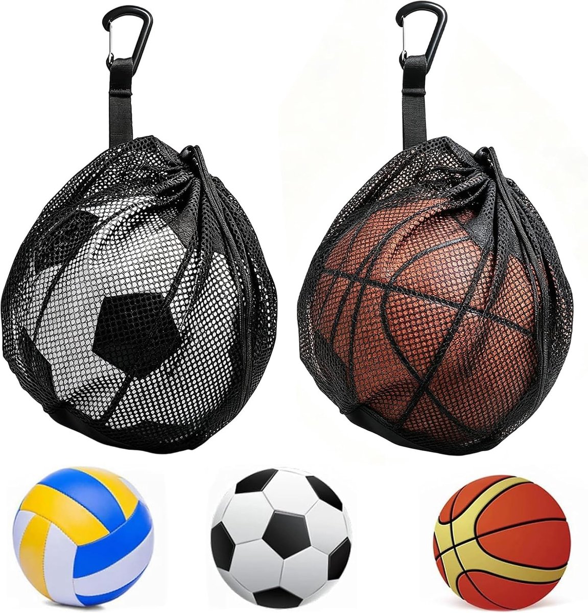 balnet 2 stuks - licht opvouwbaar - met draaghaken - perfect voor sporttassen - ShopVlot