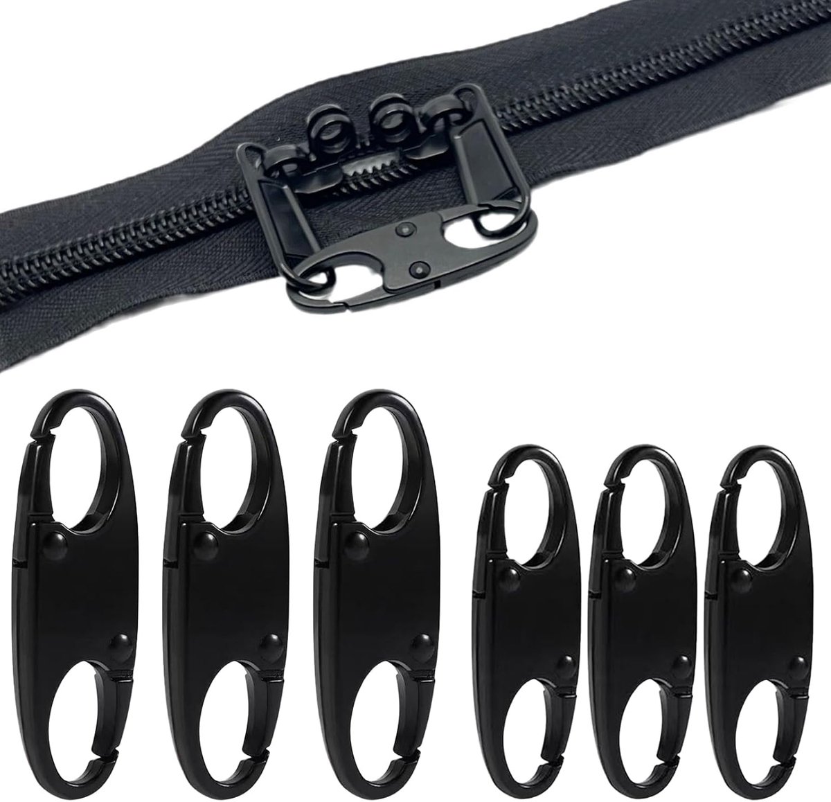 Hangsloten met ritssluiting 6 stuks - afneembare clips - karabijnhaak - ideaal voor reizen - ShopVlot