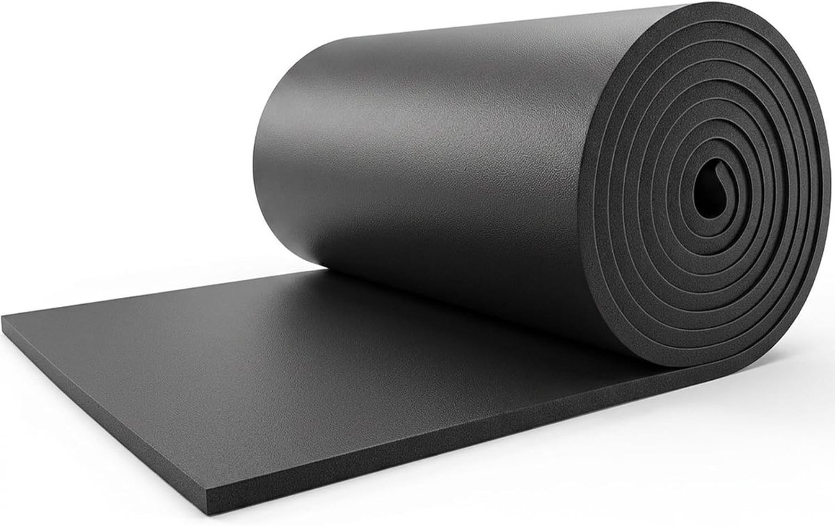 Zelfklevende isolatiemat voor auto, 20 mm dik, 250 x 30 cm, geluidsisolatie, antislip, schokdemping, rubber, vlambescherming, zwart, ideaal voor auto-interieur en geluidsreductie