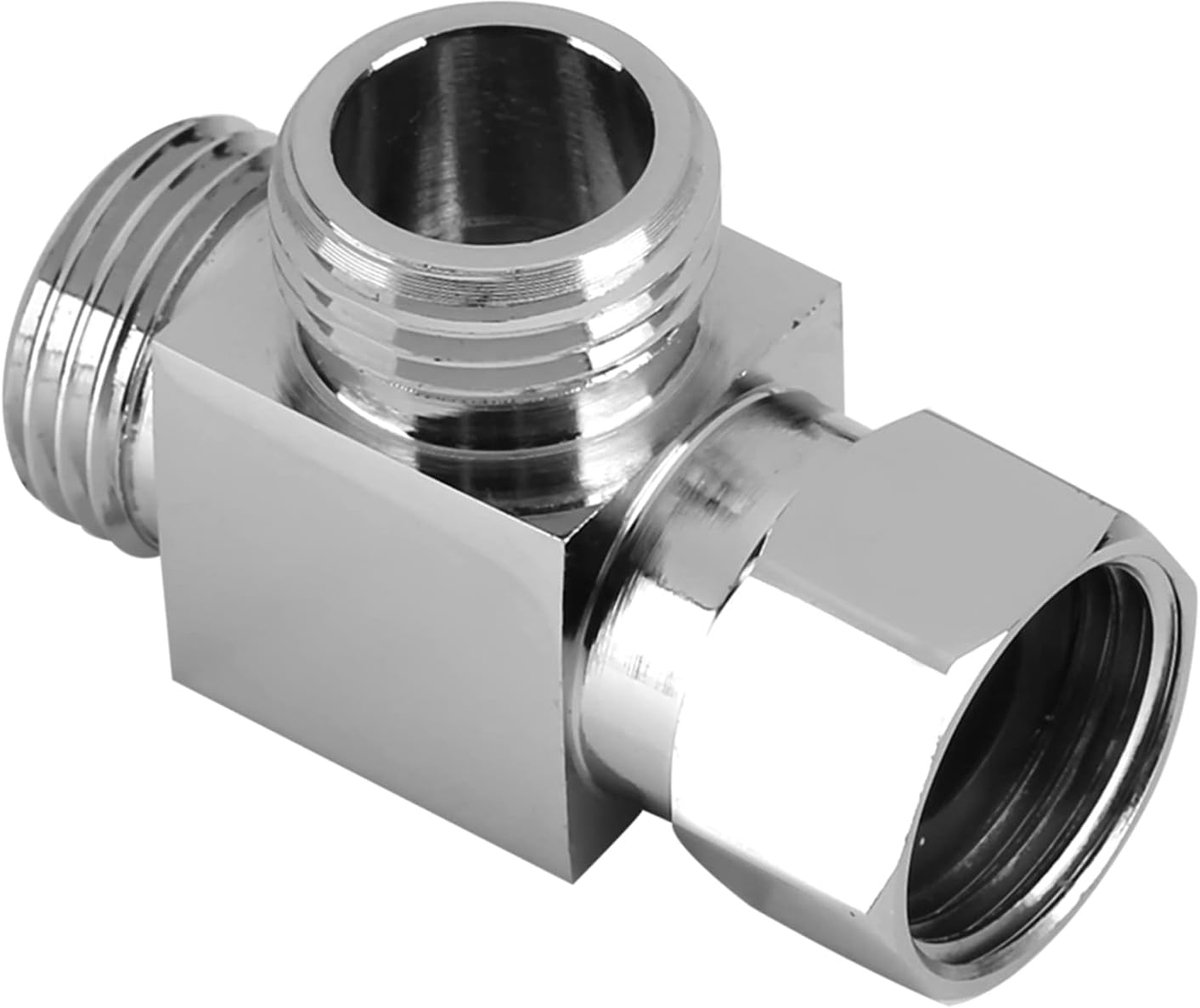 Bidet T Adapter, 3 Way Brass Chrome Diverter T Valve for Bidet Shower Splitter G1/2" T Shape Adapter Value for Shower - ShopVlot