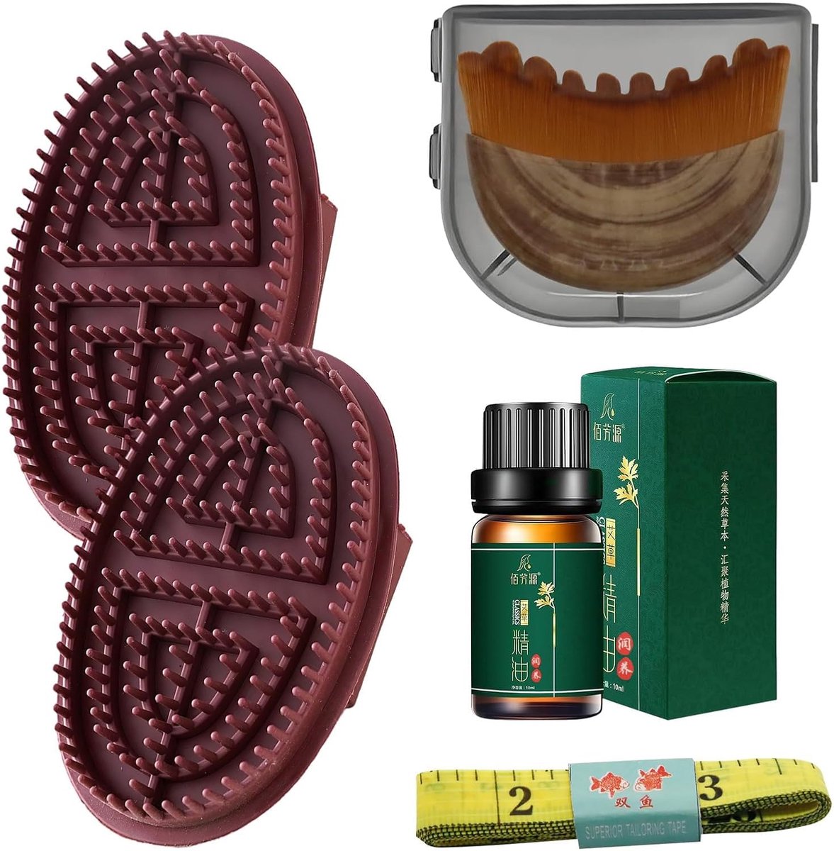 2 Pieces Meridian Massage Brush with 1 Essential Oils,Tape Measure and Lymphatic Drainage Facial Brush,Professional - ShopVlot