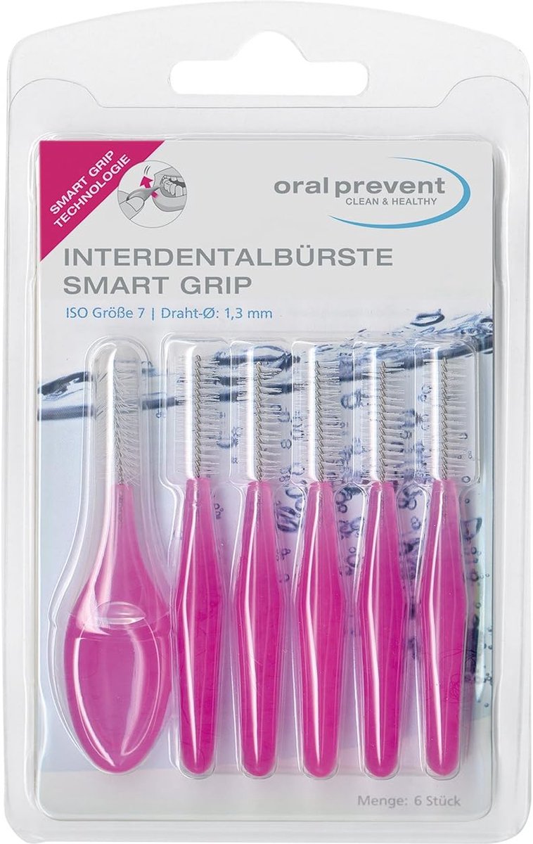 Oral Prevent Interdental Brushes Smart Grip 1.3 mm Lilac, Pack of 2 (2 x 6 Pieces) - ShopVlot