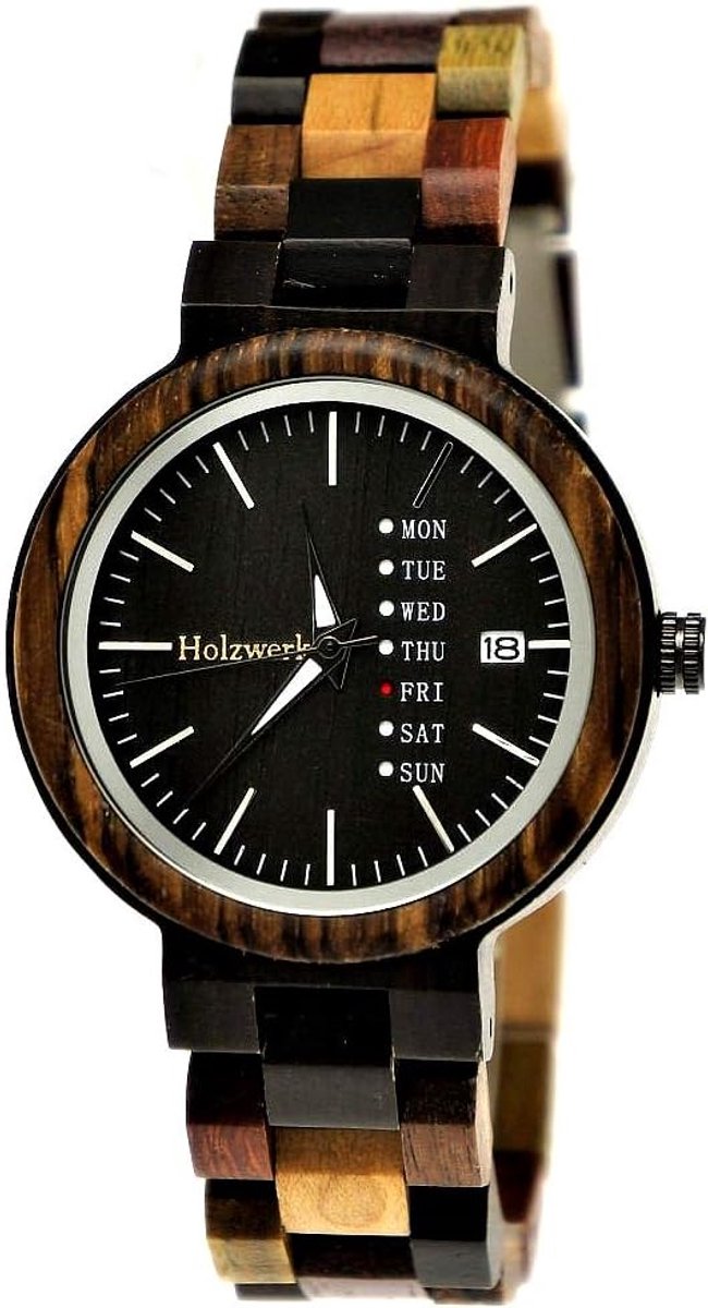 Holzwerk Germany Handmade Matrix ladies watch eco nature wooden watch wooden bracelet watch brown black zebra pattern - ShopVlot