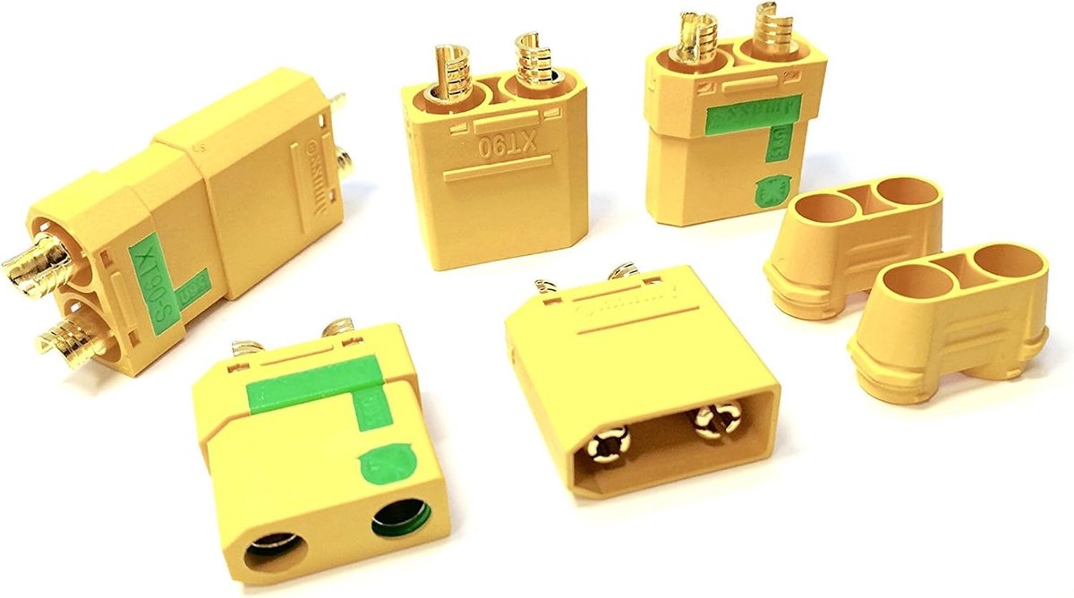 Amass XT90S XT90-S 3 Pairs (6 PCS) Anti-Lightning High Current Gold Plug, Reverse Protection, Plug Socket with Cable - ShopVlot