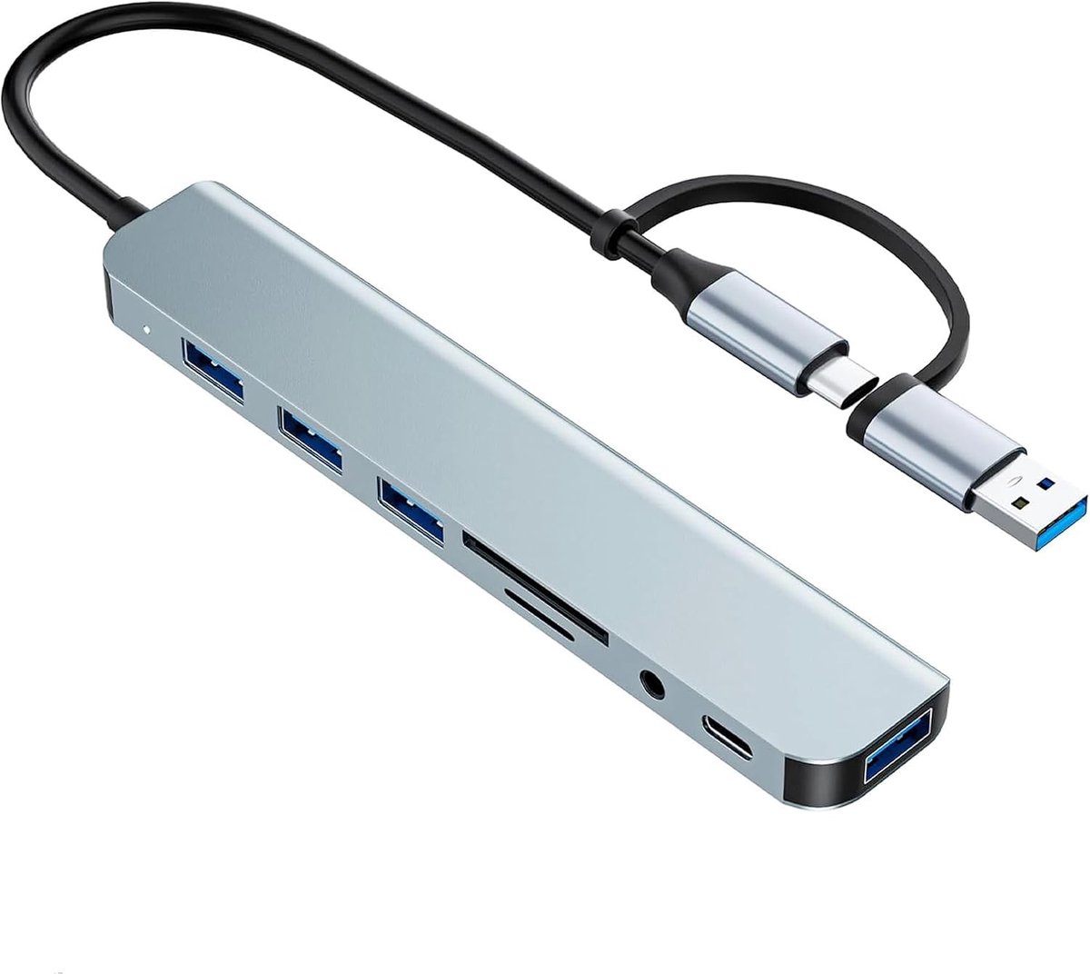 MEIRIYFA USB C Hub 8-in-1 USB Splitter Multiport Adapter voor Laptop - ShopVlot