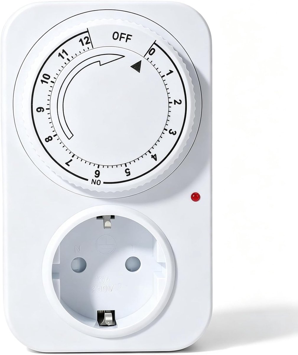 Outlet -Timer, 12 -Hour -Timer -Timer -Plug -in Sockets -Socker 16a Mechanical Countdown Simple Dial Setting for - ShopVlot
