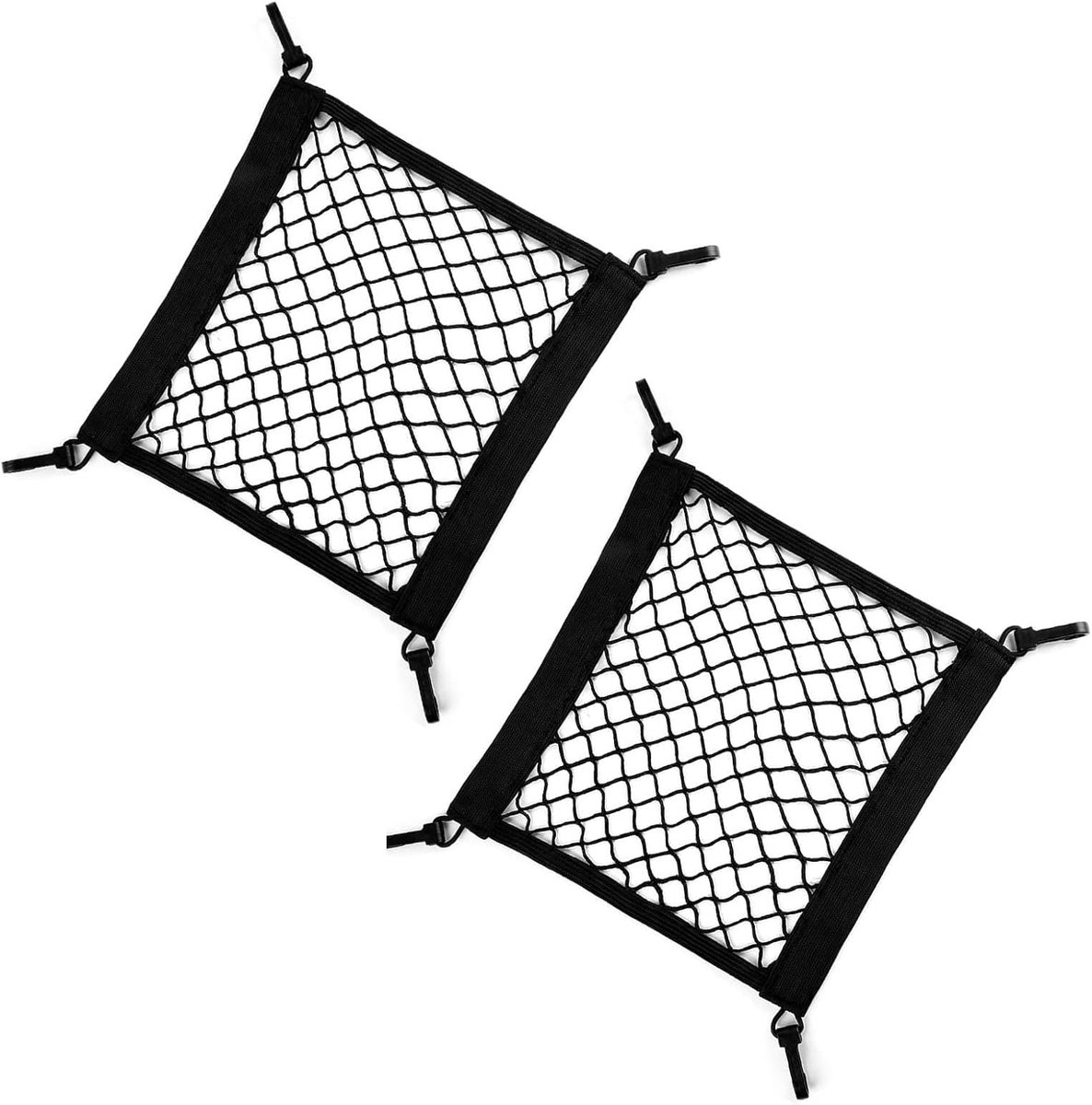 2 x elastisch bagagenet voor fiets - 30 x 30 cm, universeel bagagenet voor motorfiets, met 4 haken, voor elektrische - ShopVlot