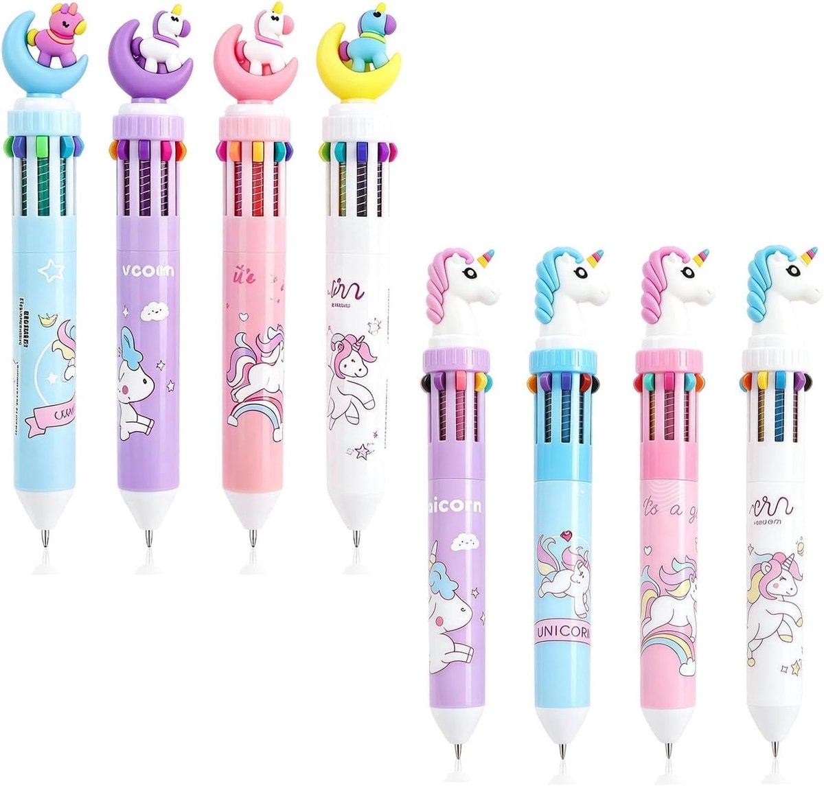 8 Pony Balpen, 10-In-1 Druk Balpen, Speciaal Voor Tekenen En Belettering, Student Briefpapier. - ShopVlot