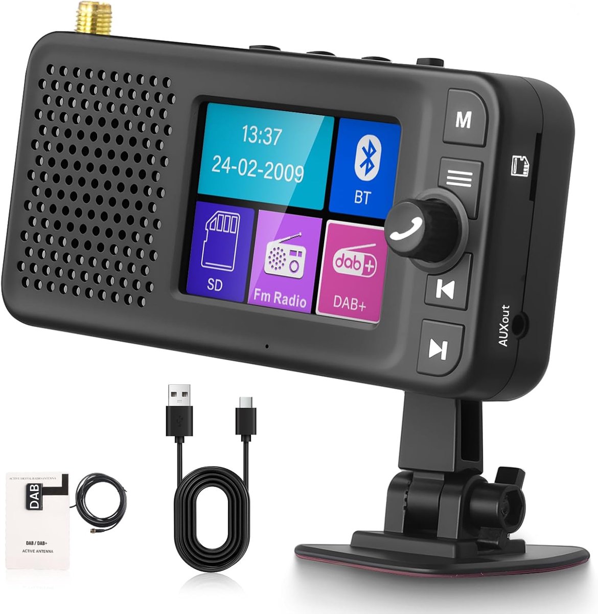 DAB/DAB+ Radio met Bluetooth - 2.4 Inch kleurendisplay - Digitale oplaadbare radio - Geniet van helder geluid - ShopVlot