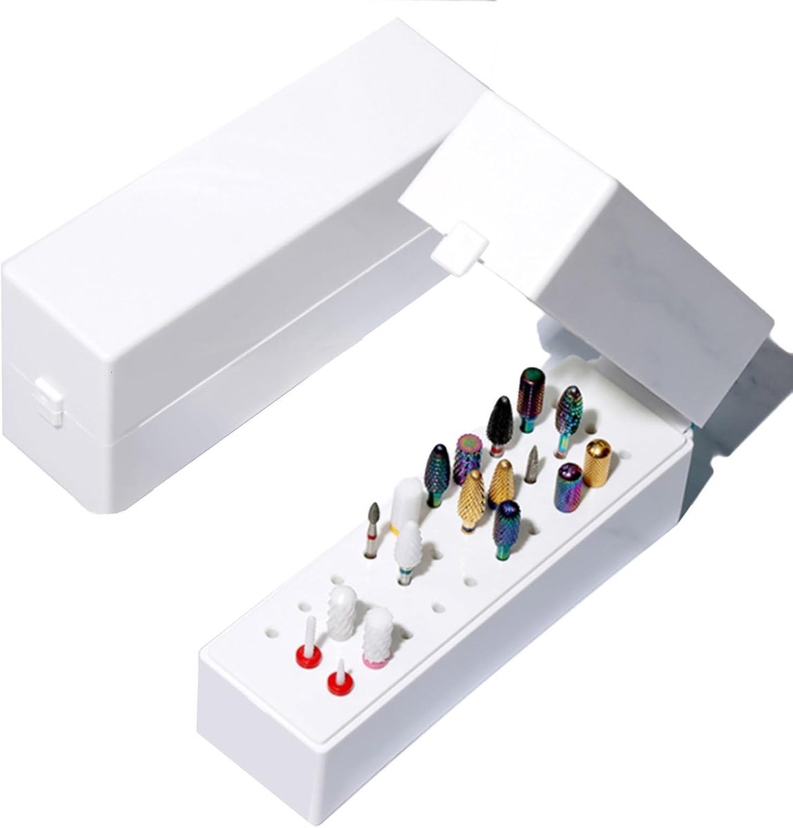 SnelShoppen - Nail Drill Bit Box met 30 Holes voor Nail Art, Manicure Tool, Opslagdoos voor Freesbits, Grinding Head Bit Display in Compacte en Handig