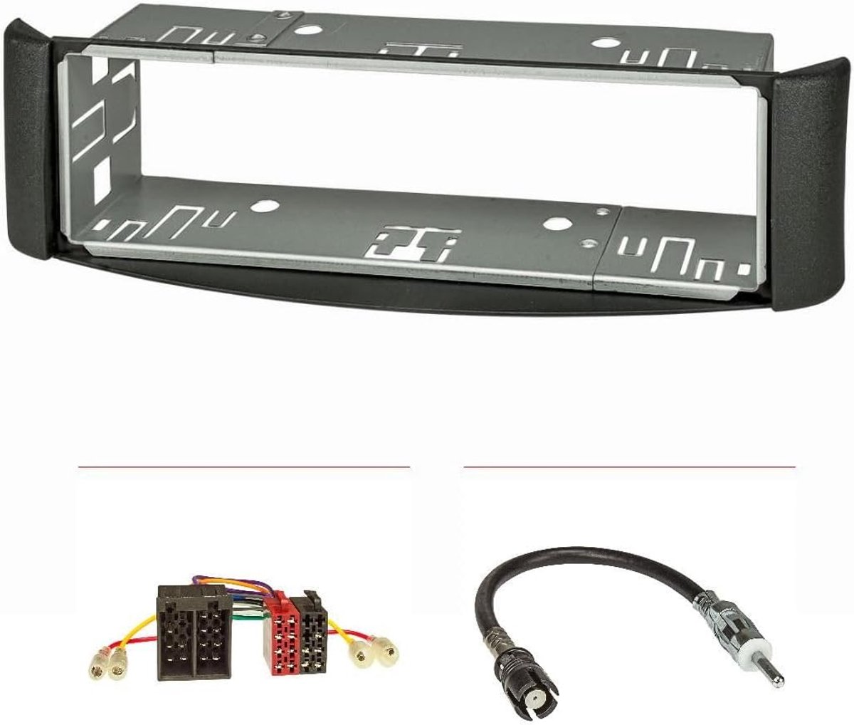 Radio installatie frame set - geschikt voor Smart fortwo (450) 1998-2007 - donkergrijs met metalen as - ShopVlot