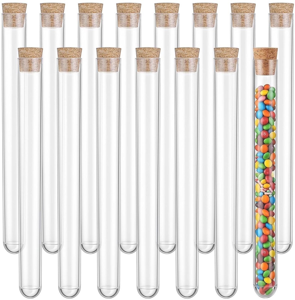 Proefbuizen 16 x 150 mm - Transparant plastic - Met kurk - Ideaal voor decoratie - ShopVlot