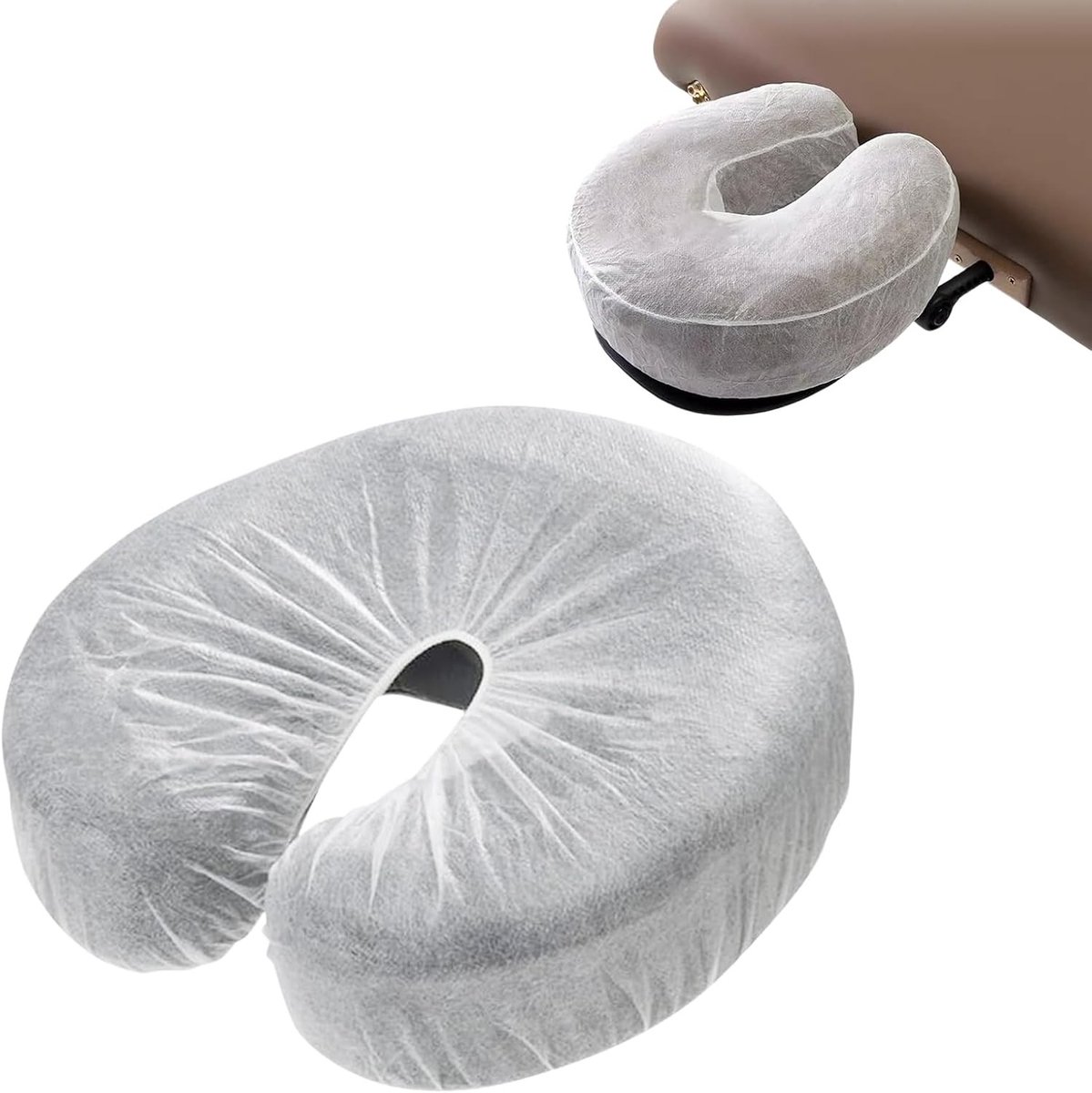100 stuks neussleuteldoeken van witte vliesstof, gezichtskussens voor massagestoelen, ideaal voor spa en schoonheidssalons, 30 x 30 cm, hygiënische gezichtsbedekking