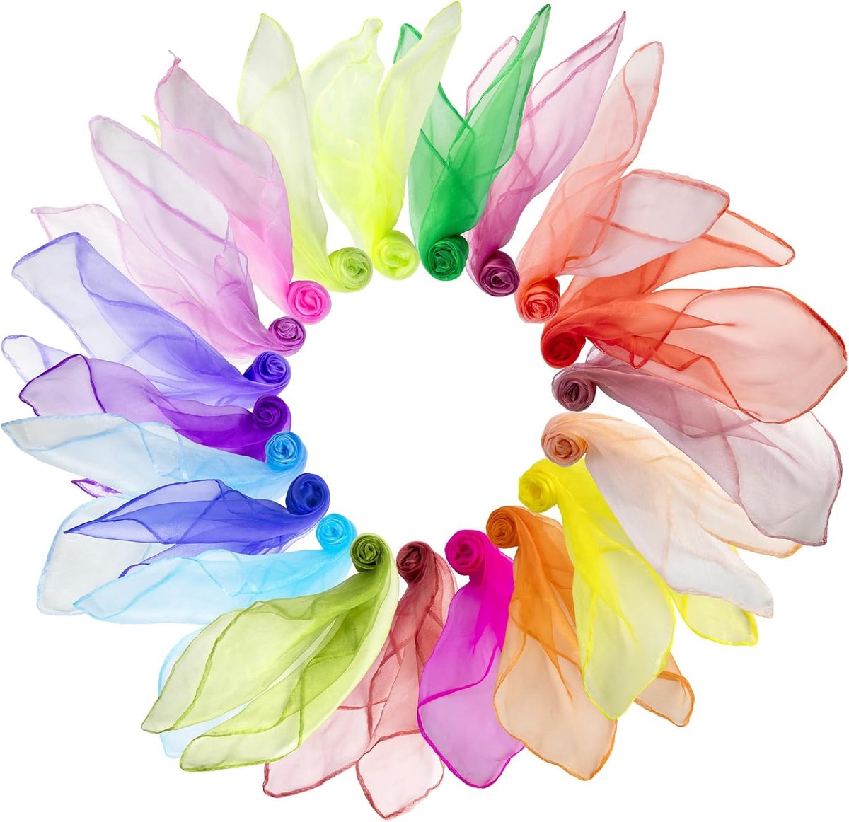 Juggling doeken set van 20 - kleurrijke chiffon doeken - 60 x 60 cm - perfect voor kinderen - ShopVlot