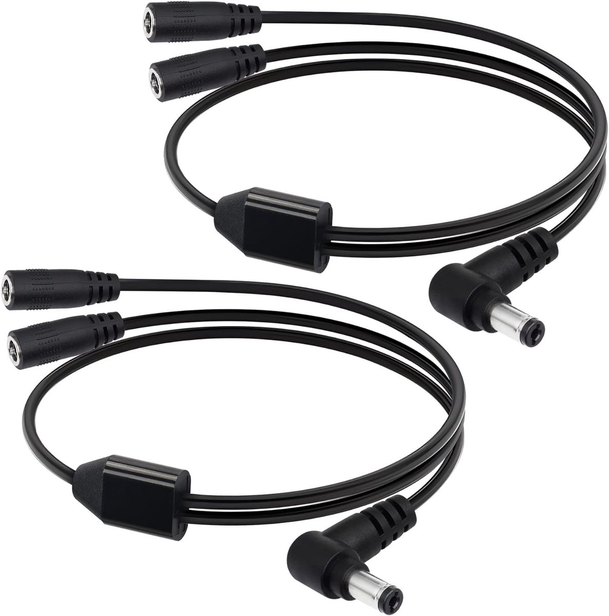DC Y splitter kabel 90 graden 5.5 * 2.1mm - dual female - flexibel en beschermd - ideaal voor CCTV en LED verlichting - ShopVlot