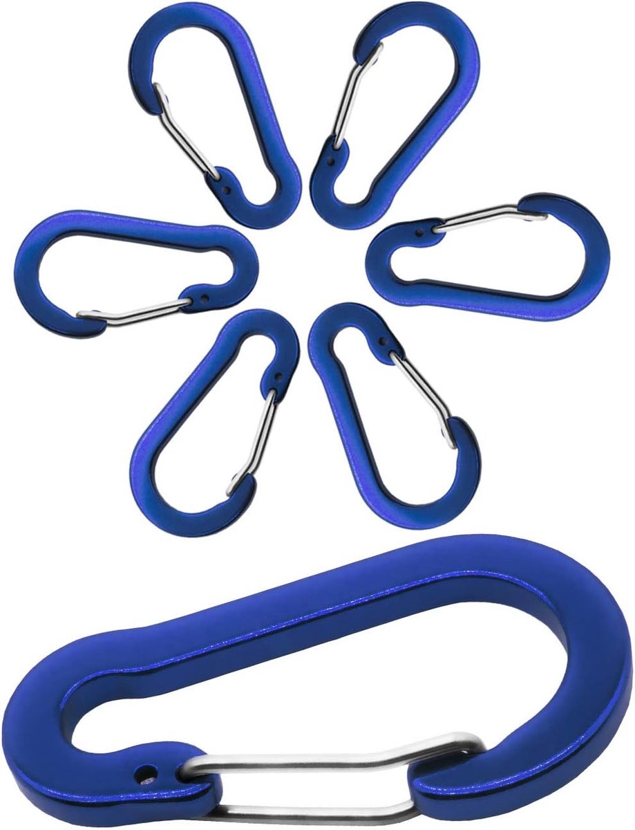Carabiner Clip 5 cm - Aluminium - Blauw - Ideaal voor camping - ShopVlot