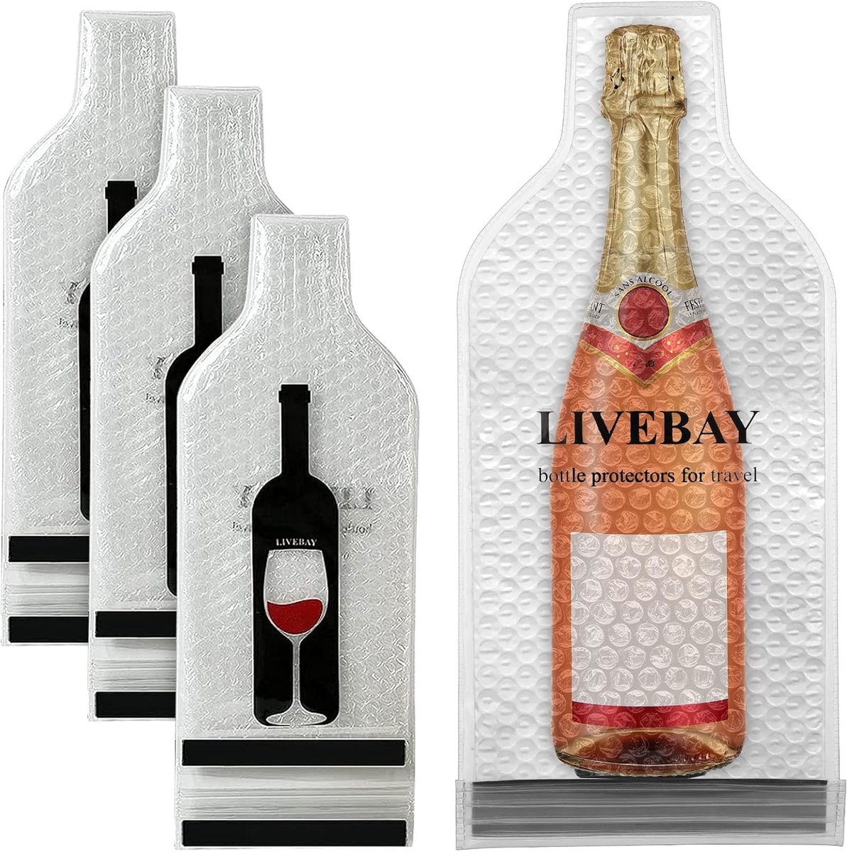 Herbruikbare wijnflesbescherming - 40×18cm - PVC en luchtkussen - voor veilig reizen - ShopVlot