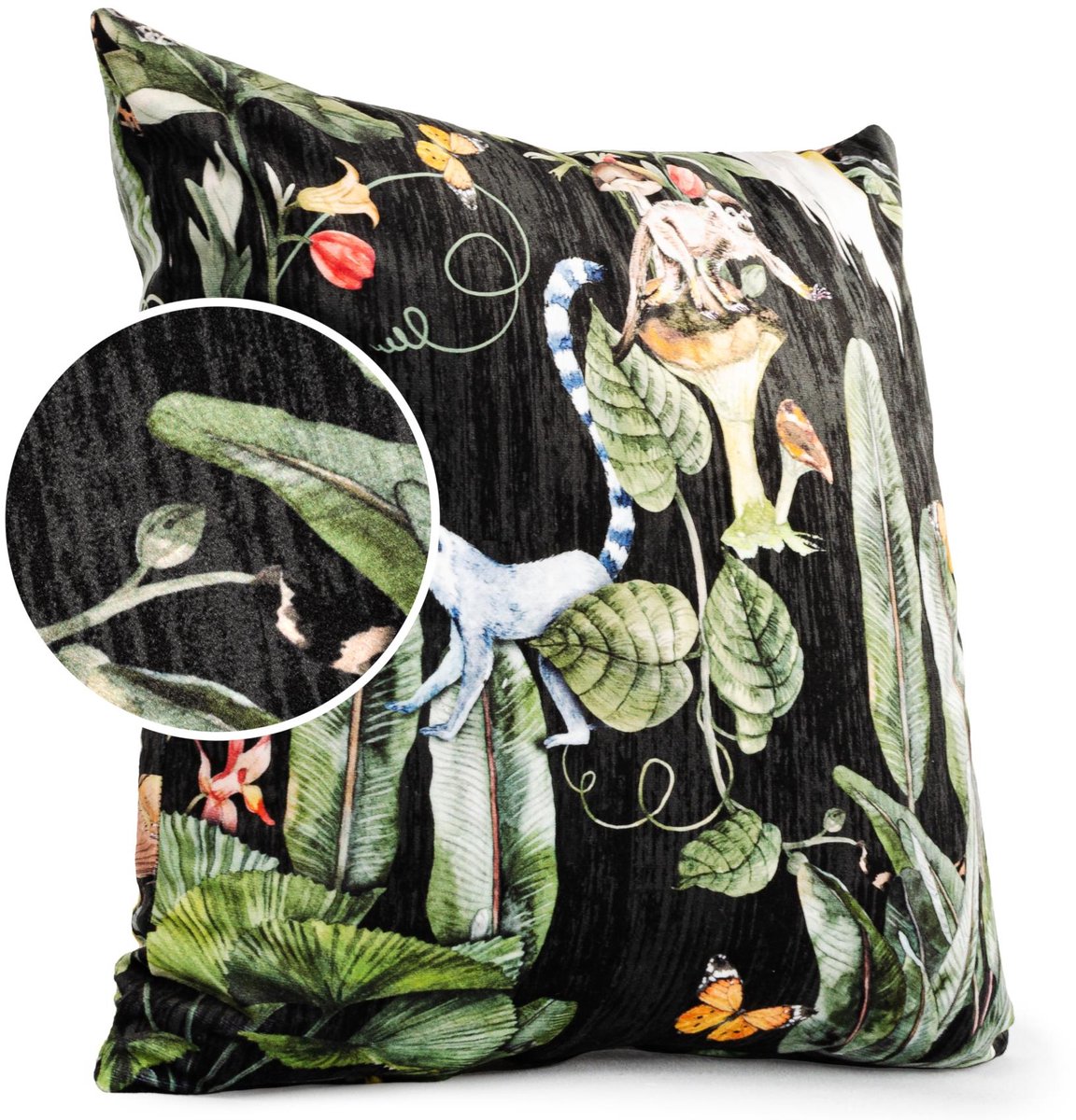 ANRO Jungle Zwart Sierkussen 50x50 cm - Velours - Inclusief vulling