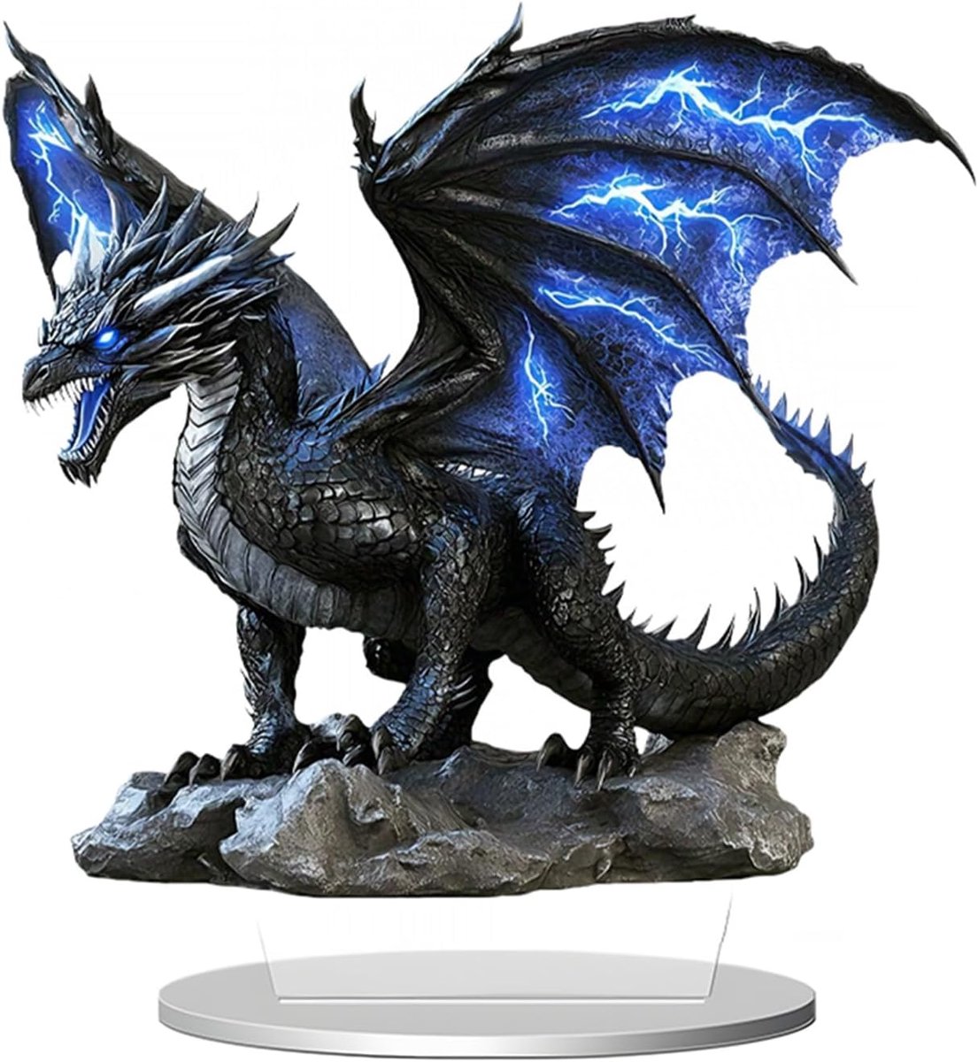 Deep Blue Lightning Dragon Acryl Kantoor Appartement Huis Dier Ornament, 2D Acryl Beeldje, Huis Desktop Decoratie voor - ShopVlot