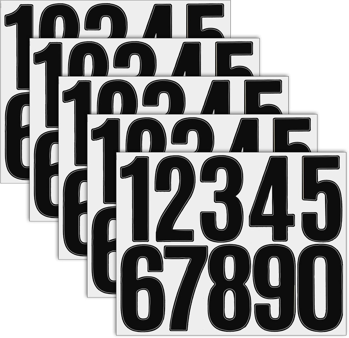 5 Sheets Number Stickers, Black House Number Self-Adhesive 0 to 9 Reflective Vinyl Self-Adhesive Letters Weatherproof - ShopVlot