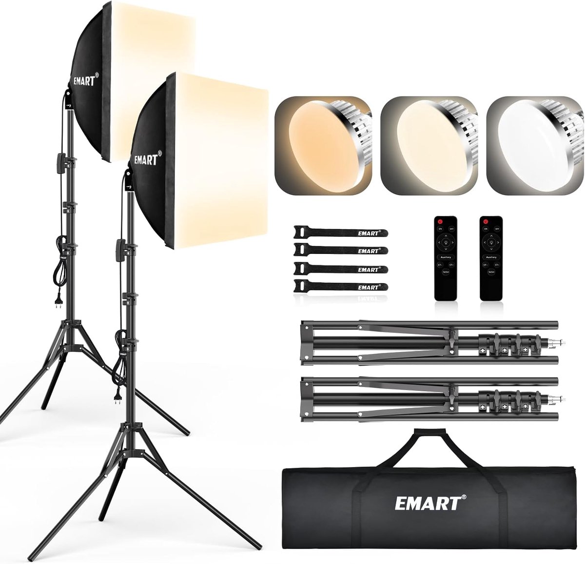 EMART Softbox Set Photo Studio 40 x 40 cm Softboxes 85 W LED Photo Light Professional Photography Lighting Set for - ShopVlot