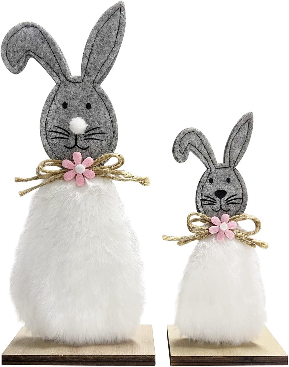 Bseical 2 pieces Easter decoration, Easter bunny made of wood and felt, Easter decoration figure inside, Easter - ShopVlot