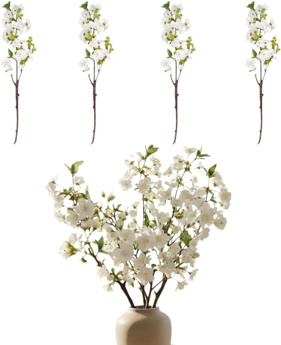 4 kunstmatige kersenbloesemtakken, decoratie, 48 cm, lentebloemen, zijdebloemen, kersenbloesemtak, decoratie voor - ShopVlot